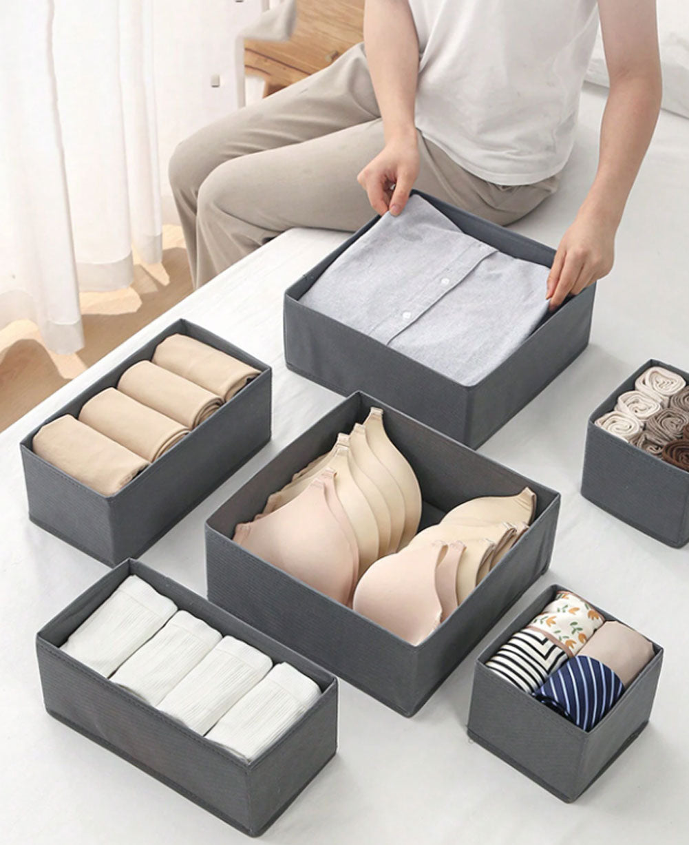 LS-LebenStil Schubladen Organizer 3er Set grau faltbar Box