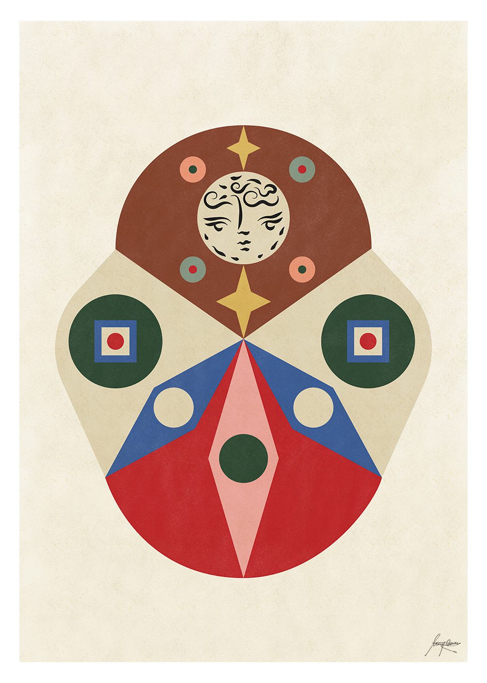 The Poster Club Sirius Kunstdruck A4 braun-rot abstrakt