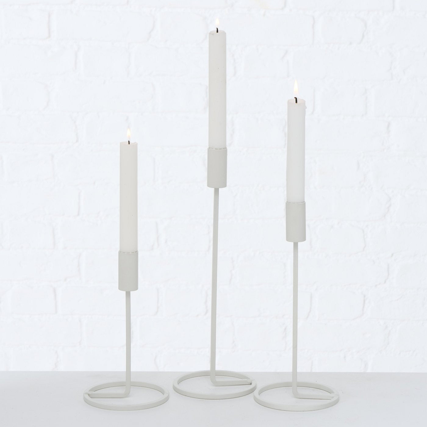 LS-LebenStil Neapel Kerzenständer 3er Set Weiß Metall 20-32cm