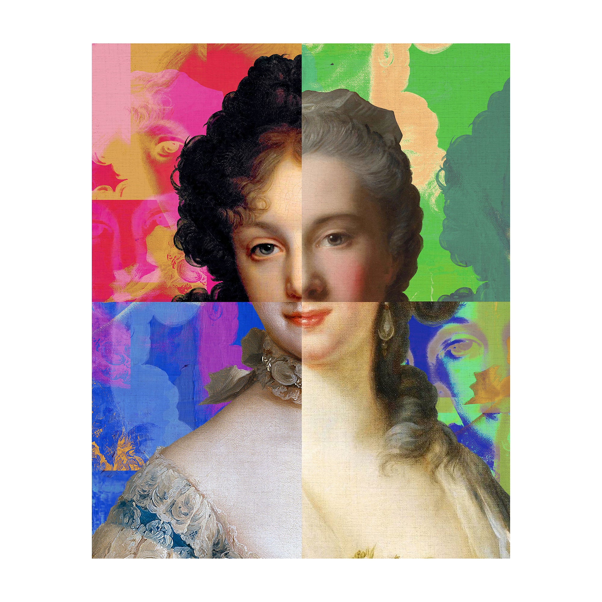 Mineheart Wall Art Lady Puzzled Portrait Wandbild 30x41 cm Blau Weiss