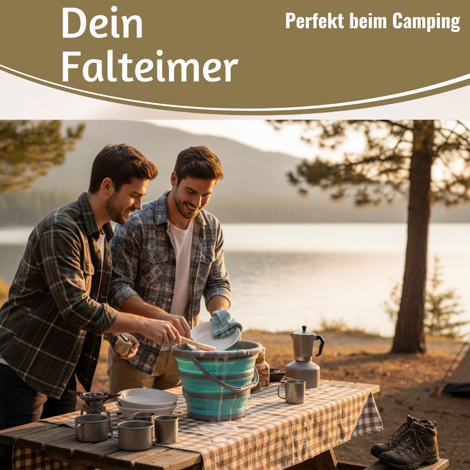 LS-LebenStil Falteimer 10L 35x24cm Grau-Grau mit Griff faltbar