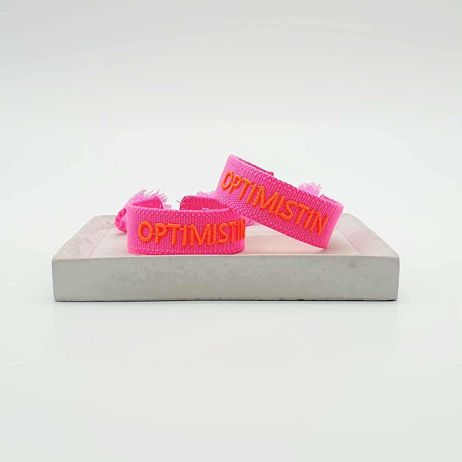 LS-LebenStil Uhren Armband Optimistin Neon Pink Orange Canvas