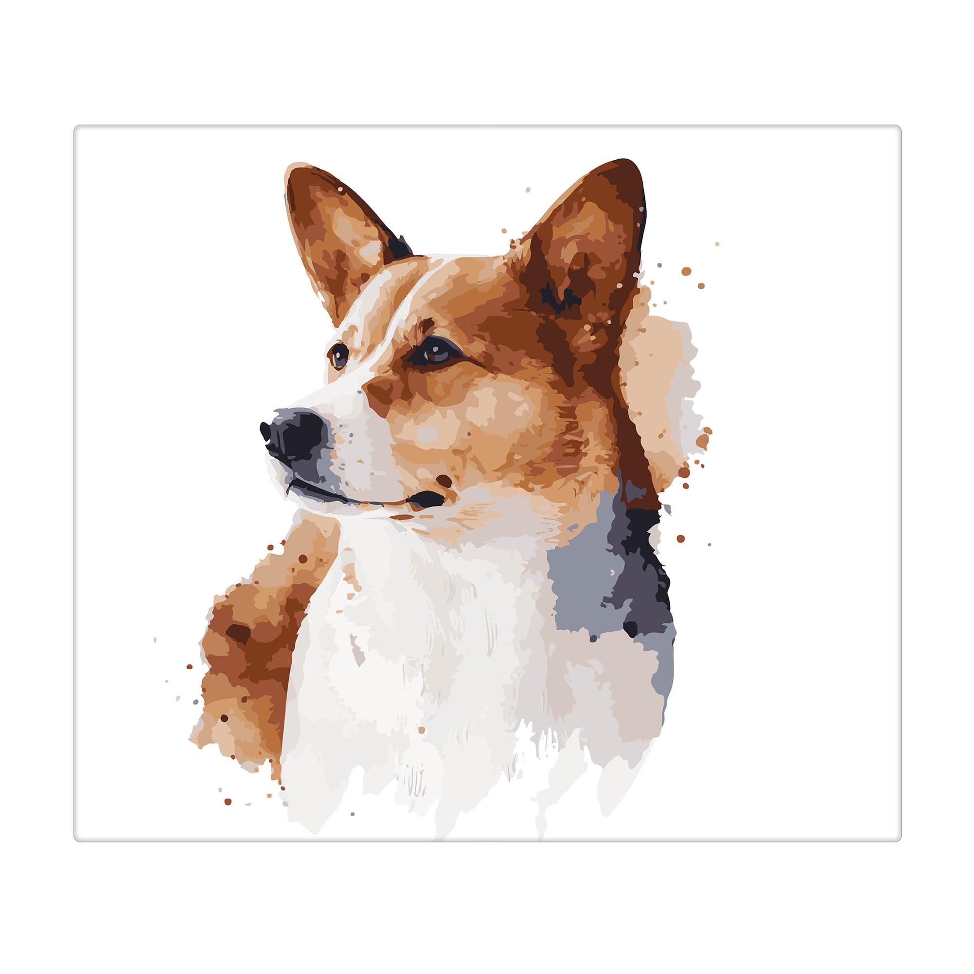 Banjado Herdabdeckplatte Corgi Porträt Schneidebrett 60x52cm
