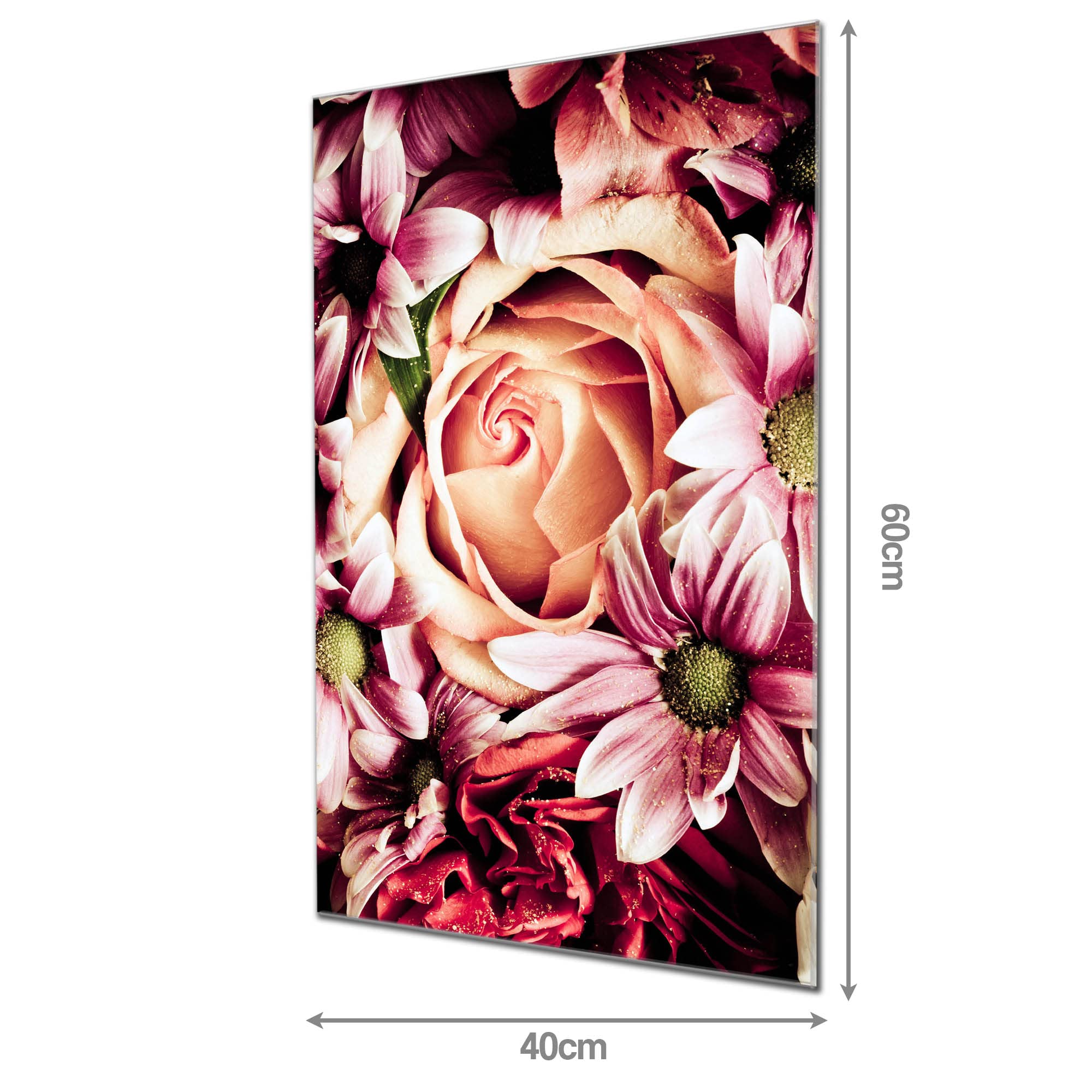 Banjado Magnettafel Brautstrauss Rosen Board 40x60 Glas