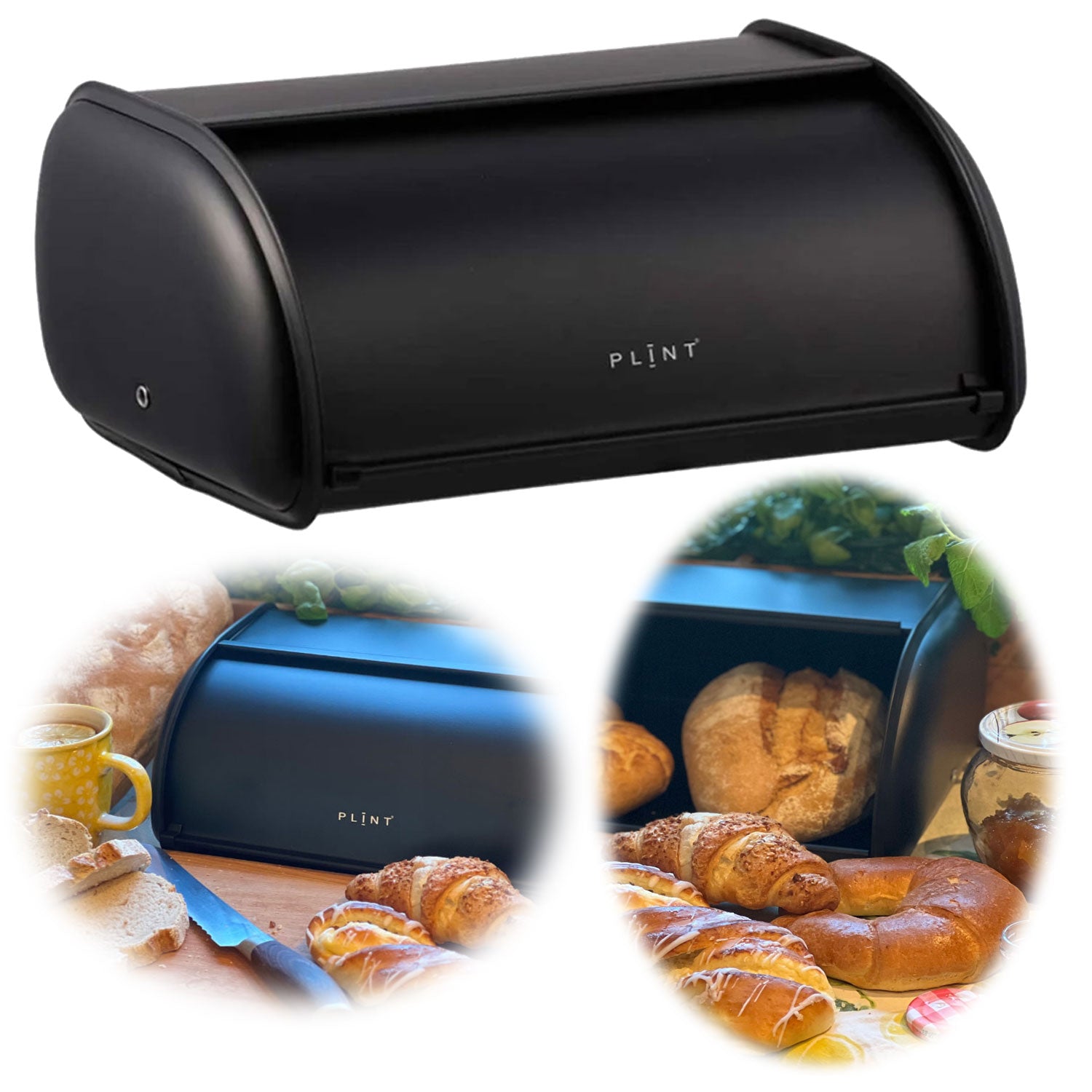 LS-LebenStil Küche & Haushalt Brotkasten Schwarz 34cm Metall