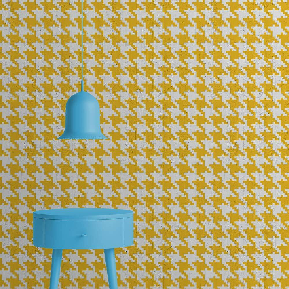 Mineheart Pied De Poule-Y Tapete Gelb 52x1000cm Vlies