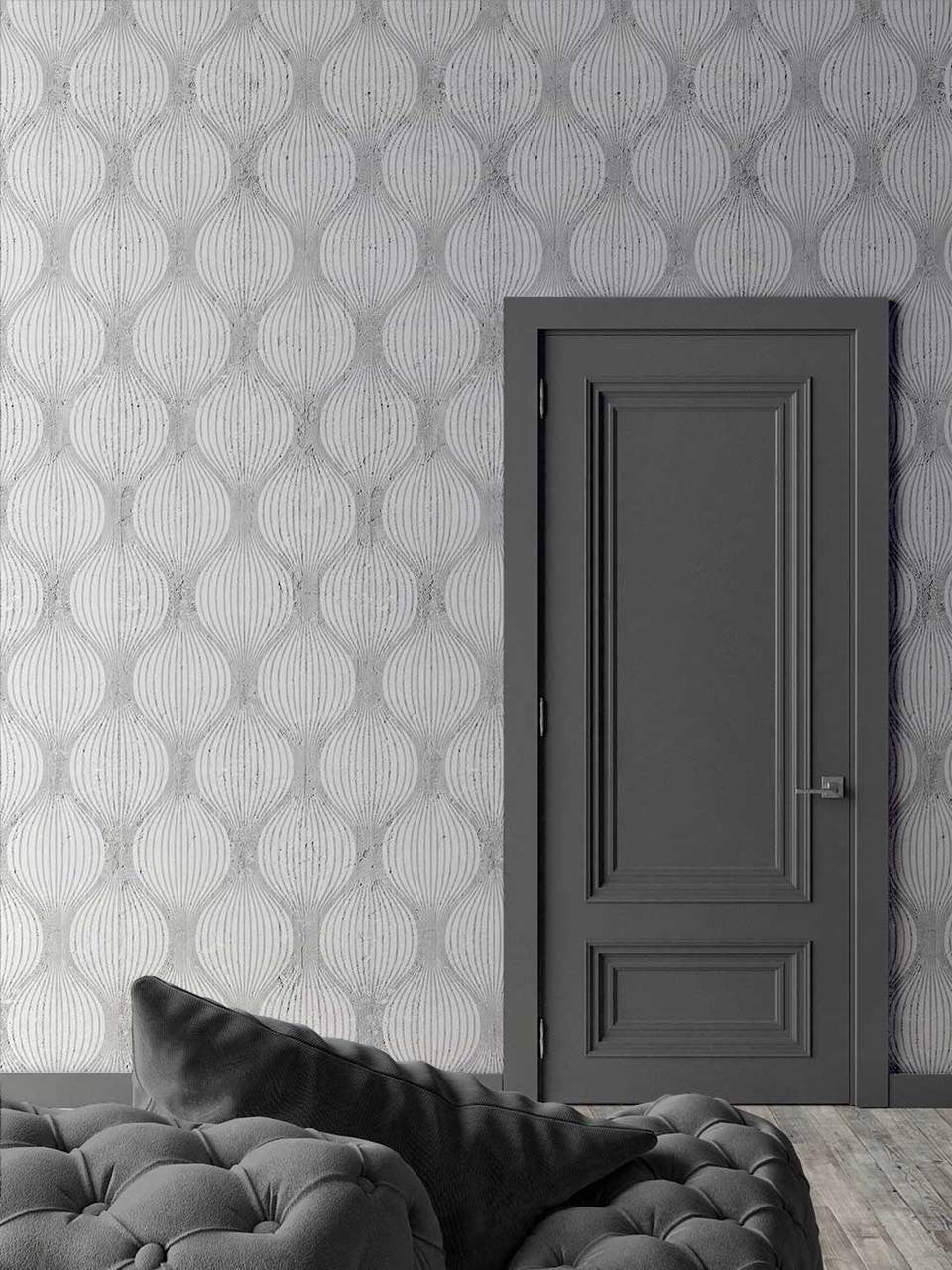 Mineheart Wallpaper Geometric Bulbs Tapete Grau A3