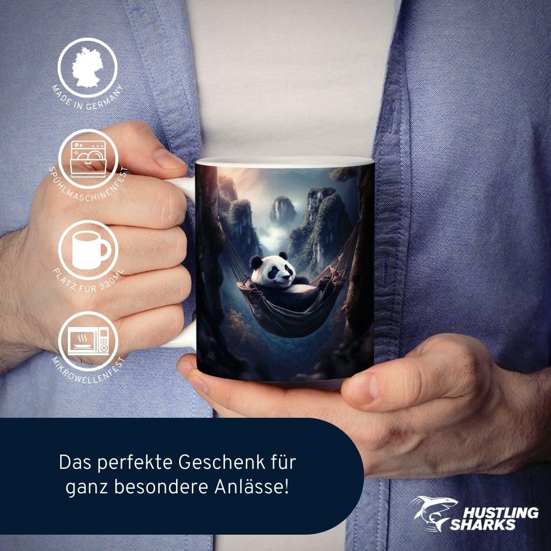 Hustling Sharks Gelassener Panda Tasse 330ml weiß