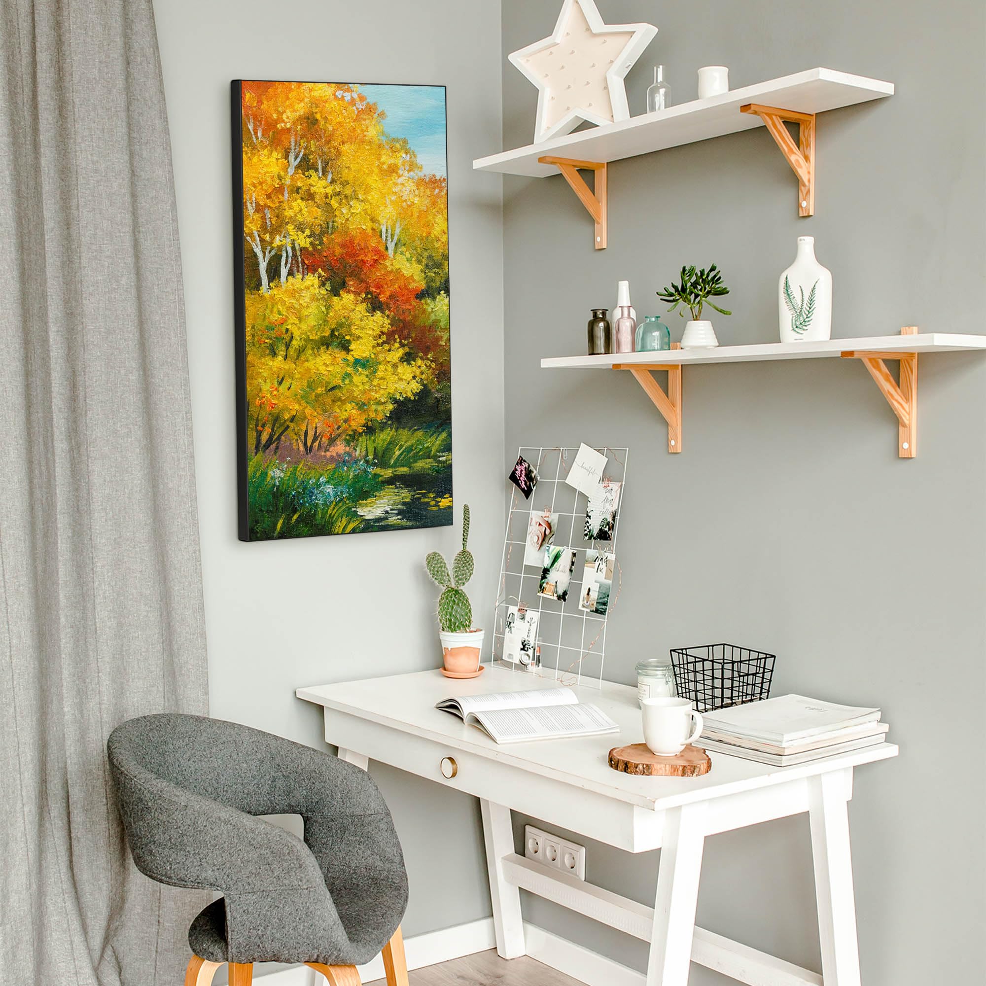 Banjado Magnettafel 37x78cm Magnetpinnwand Kanal im Herbst