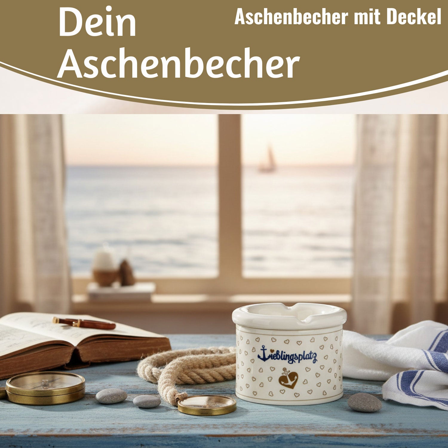 LS-LebenStil Lieblingsplatz Sturmaschenbecher Weiß Braun 10cm