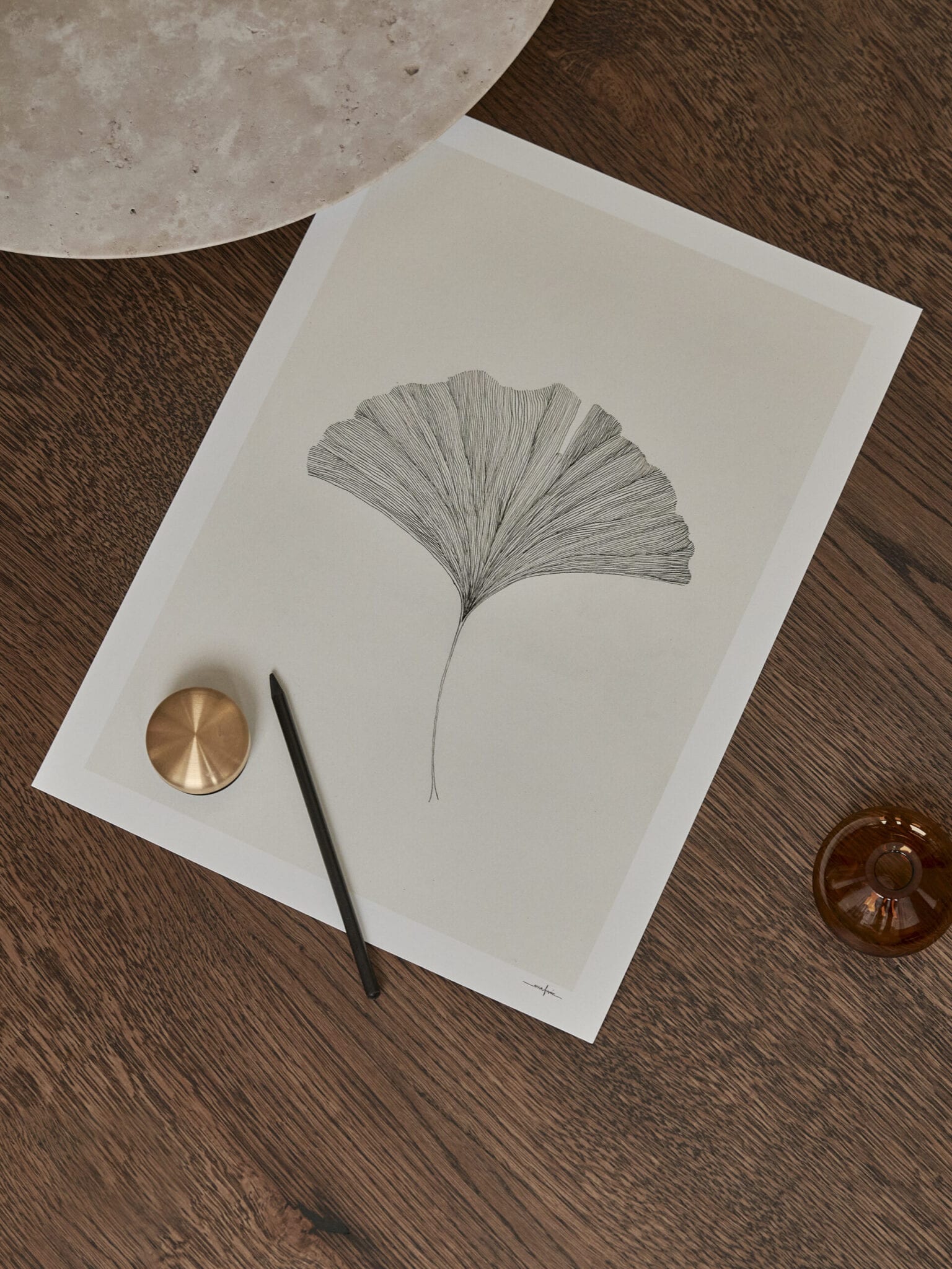 The Poster Club Ginkgo Leaf Poster 30x40 cm beige Botanik