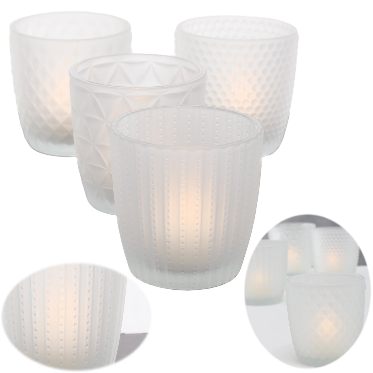 LS-LebenStil Küche & Haushalt Teelichthalter Weiß Matt 7cm 4er