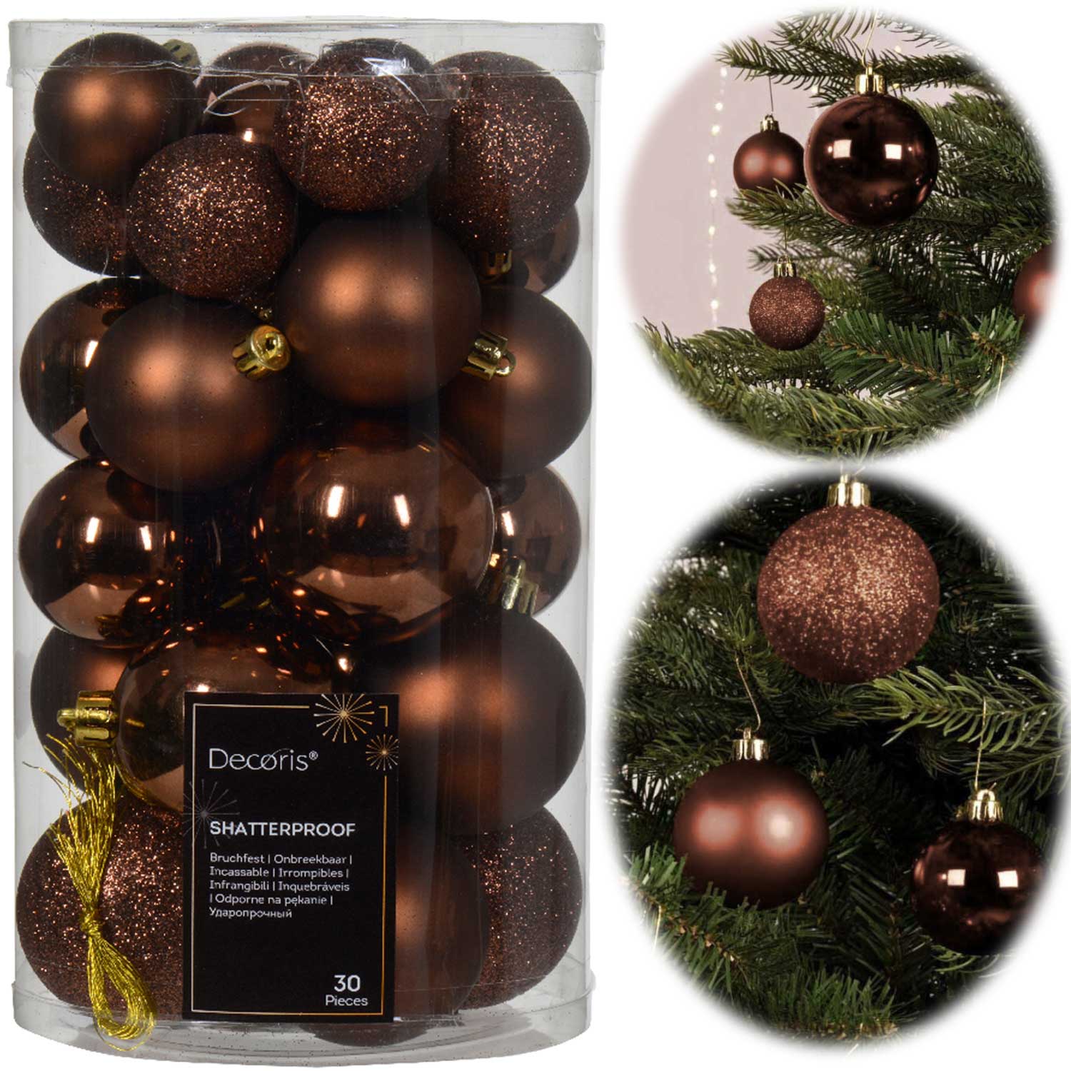 LS-LebenStil Küche Weihnachtskugeln Braun 30er 4-6cm Espresso