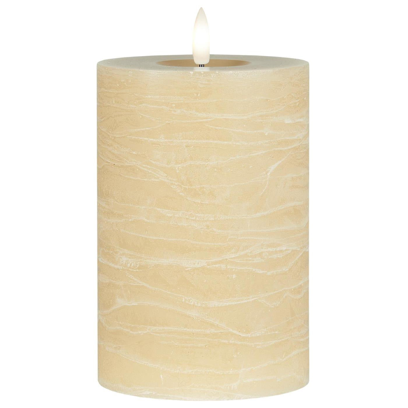 LS-LebenStil Nyhavn LED Stumpenkerze beige 15cm Echtwachs