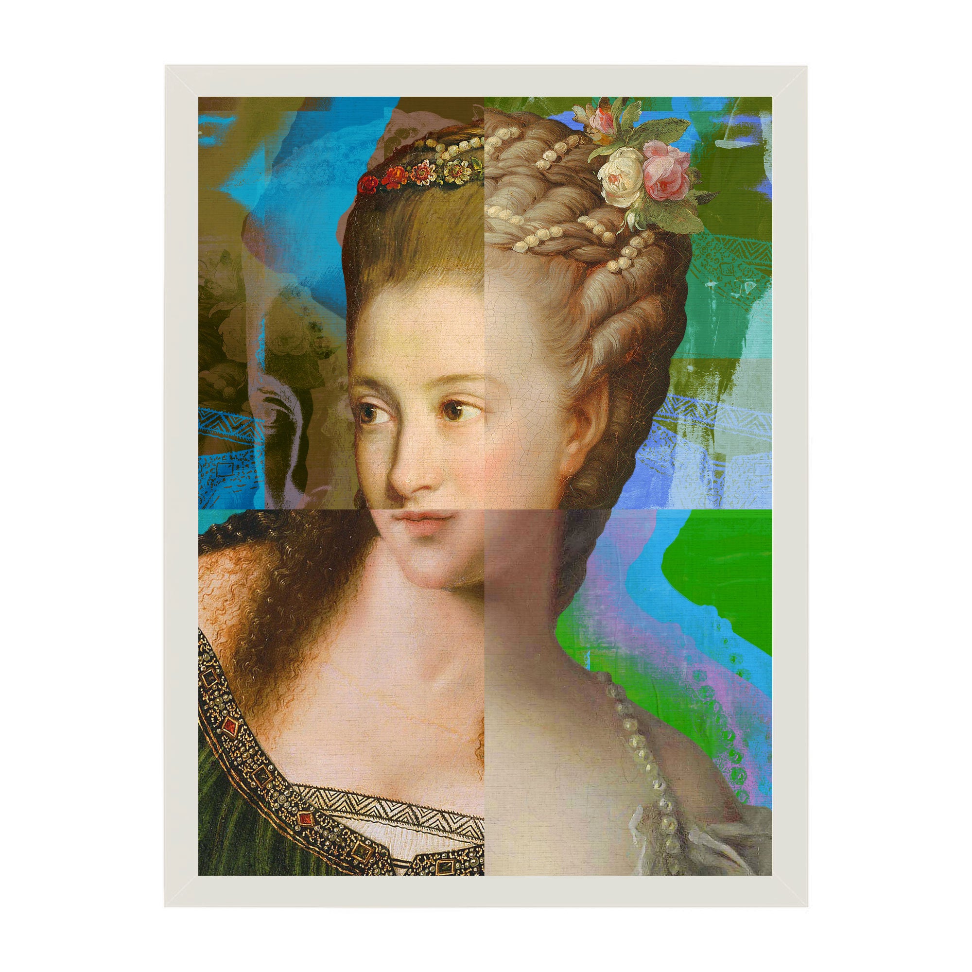 Mineheart Wall Art Lady Puzzled Kunstdruck Grün 40x50 cm