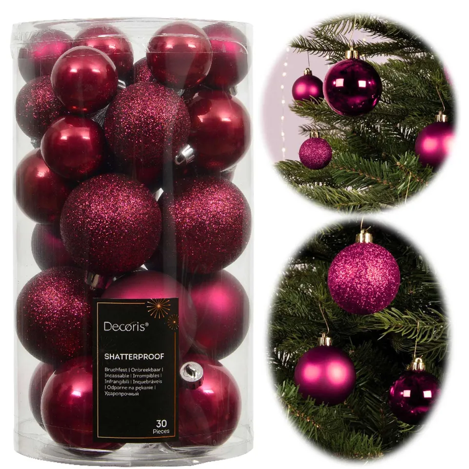 LS-LebenStil Festive Weihnachtskugeln Pink 30 Stück 4-6cm