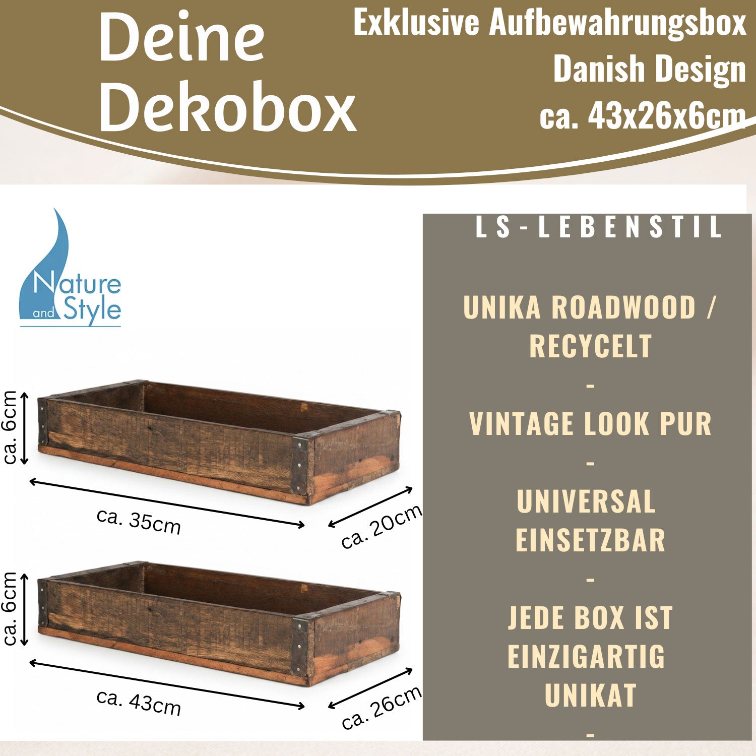 LS-LebenStil Küche & Haushalt Unika Serviertablett Holz 2er Set braun