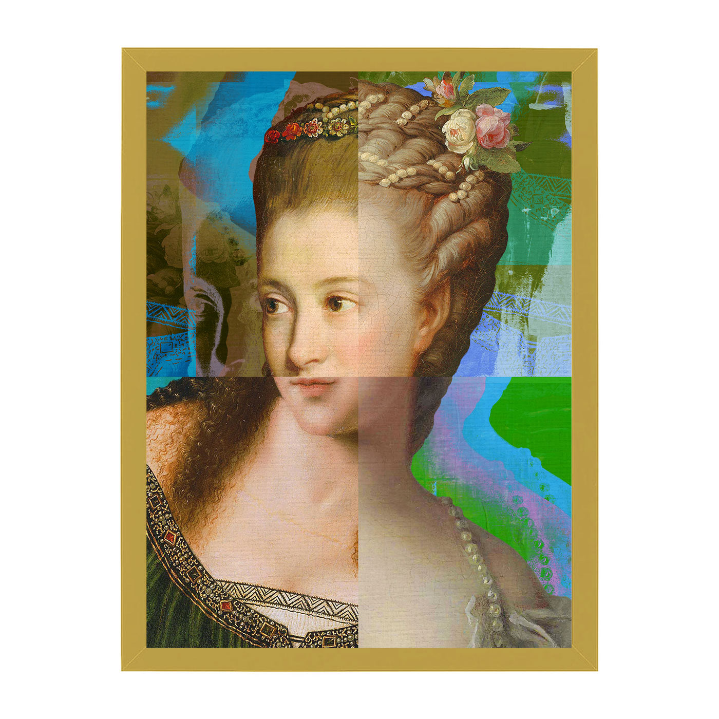 Mineheart Wall Art Lady Puzzled Kunstdruck Grün 40x50 cm