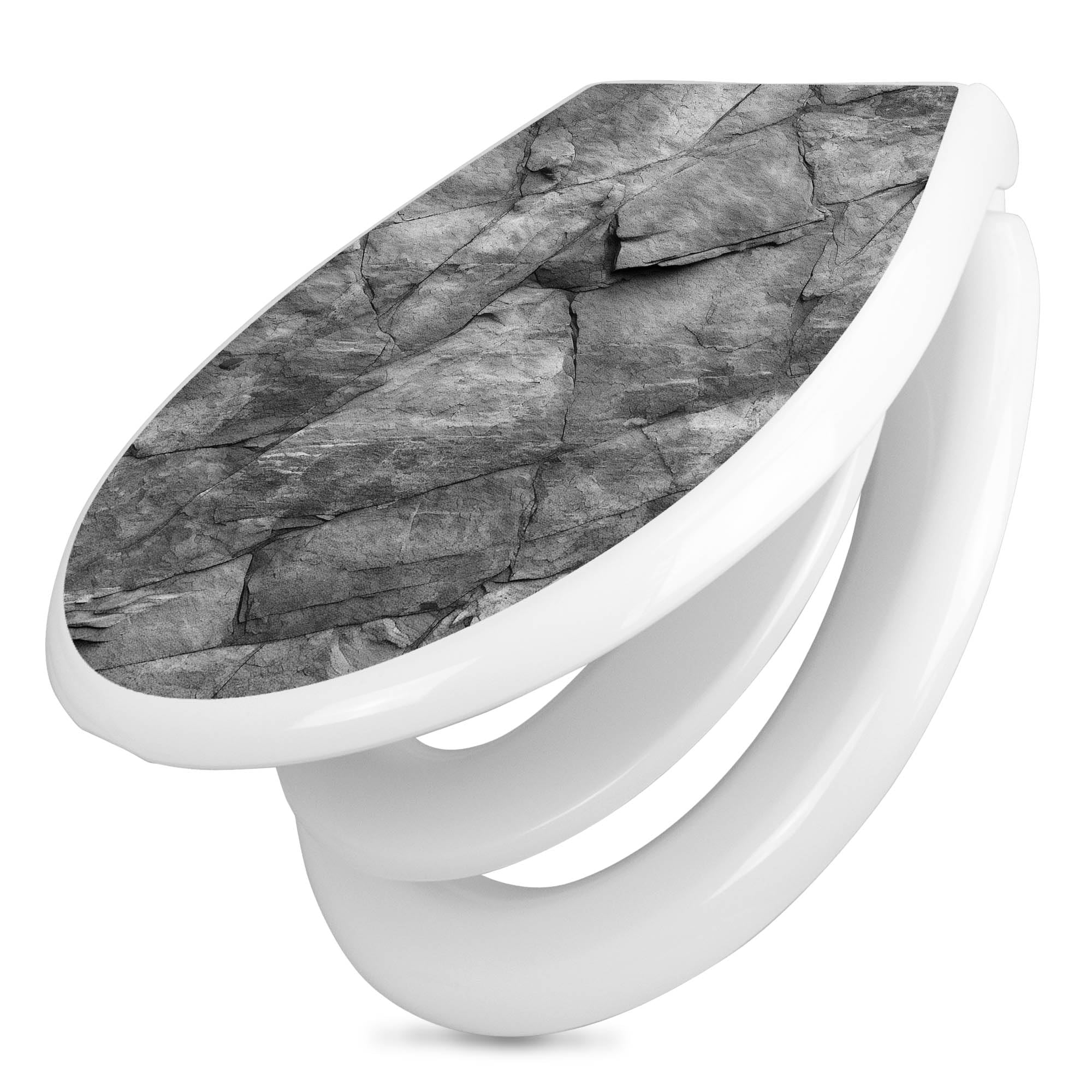 Banjado WC Sitz Weißer Marmor Toilettendeckel 44,5x37cm Weiß
