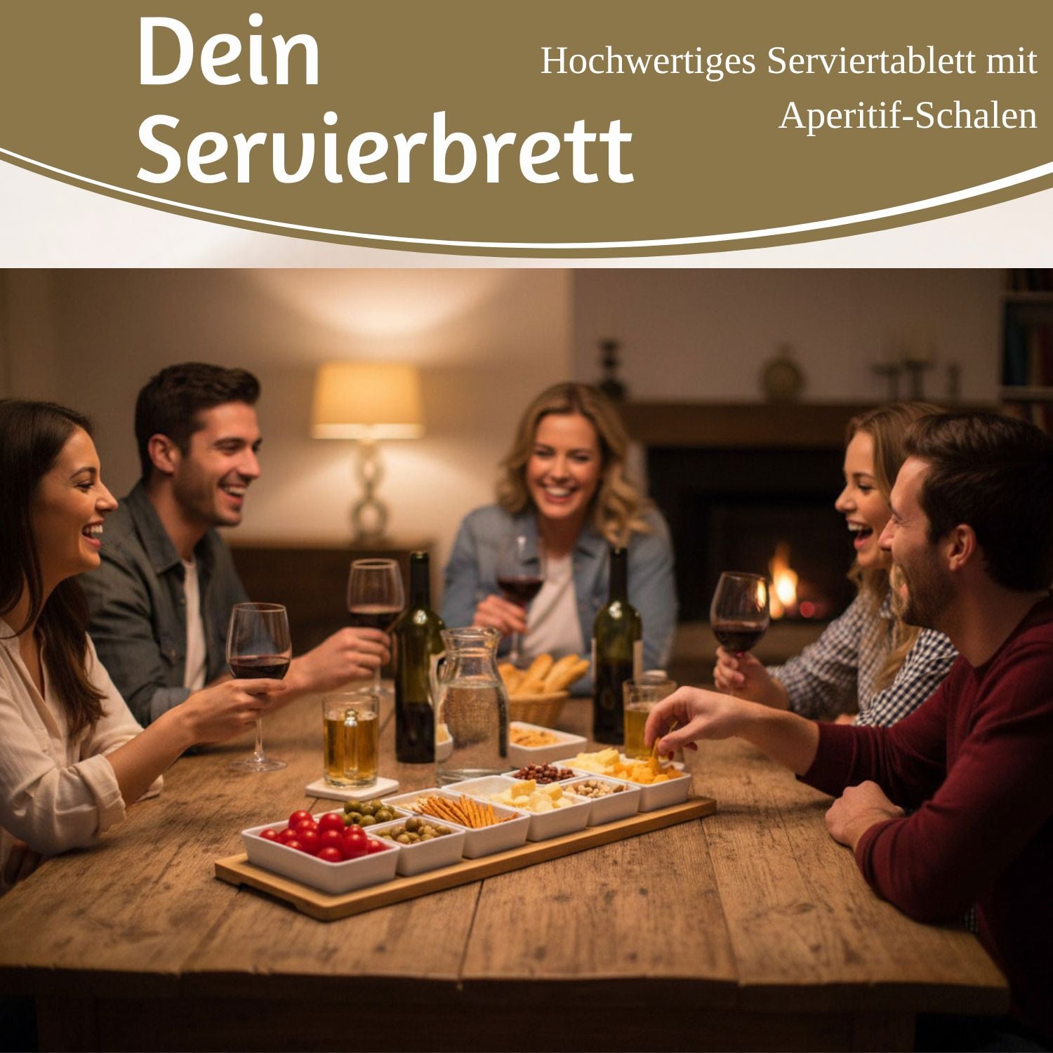 LS-LebenStil Küche & Haushalt Snacktablett 58cm 9-teilig Bambus
