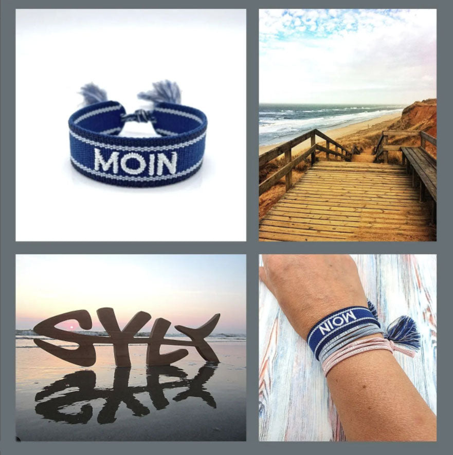 LS-LebenStil Uhren & Schmuck Moin Armband Blau Weiß Canvas