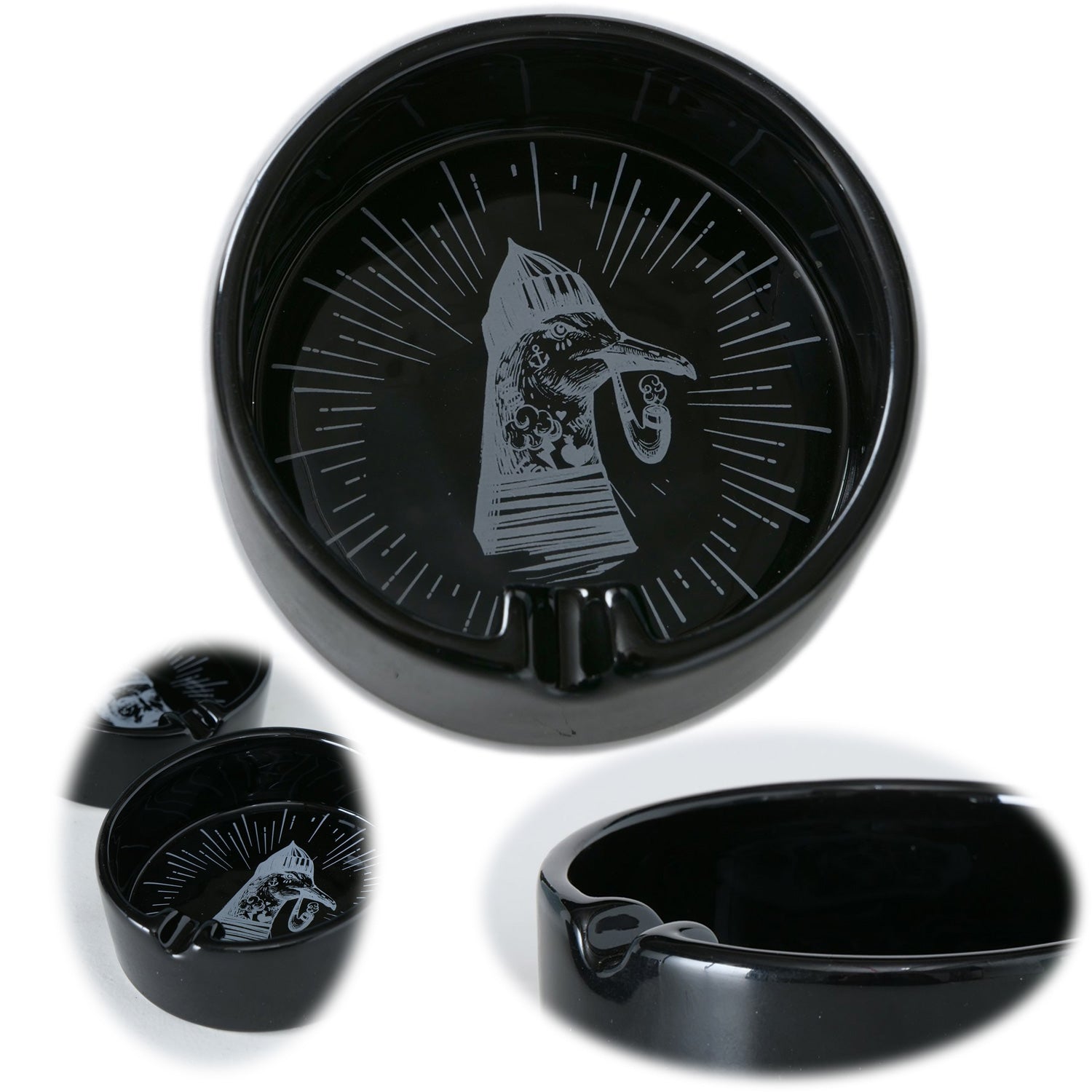 LS-LebenStil Sylt Aschenbecher Keramik schwarz Möwe 10 cm maritim