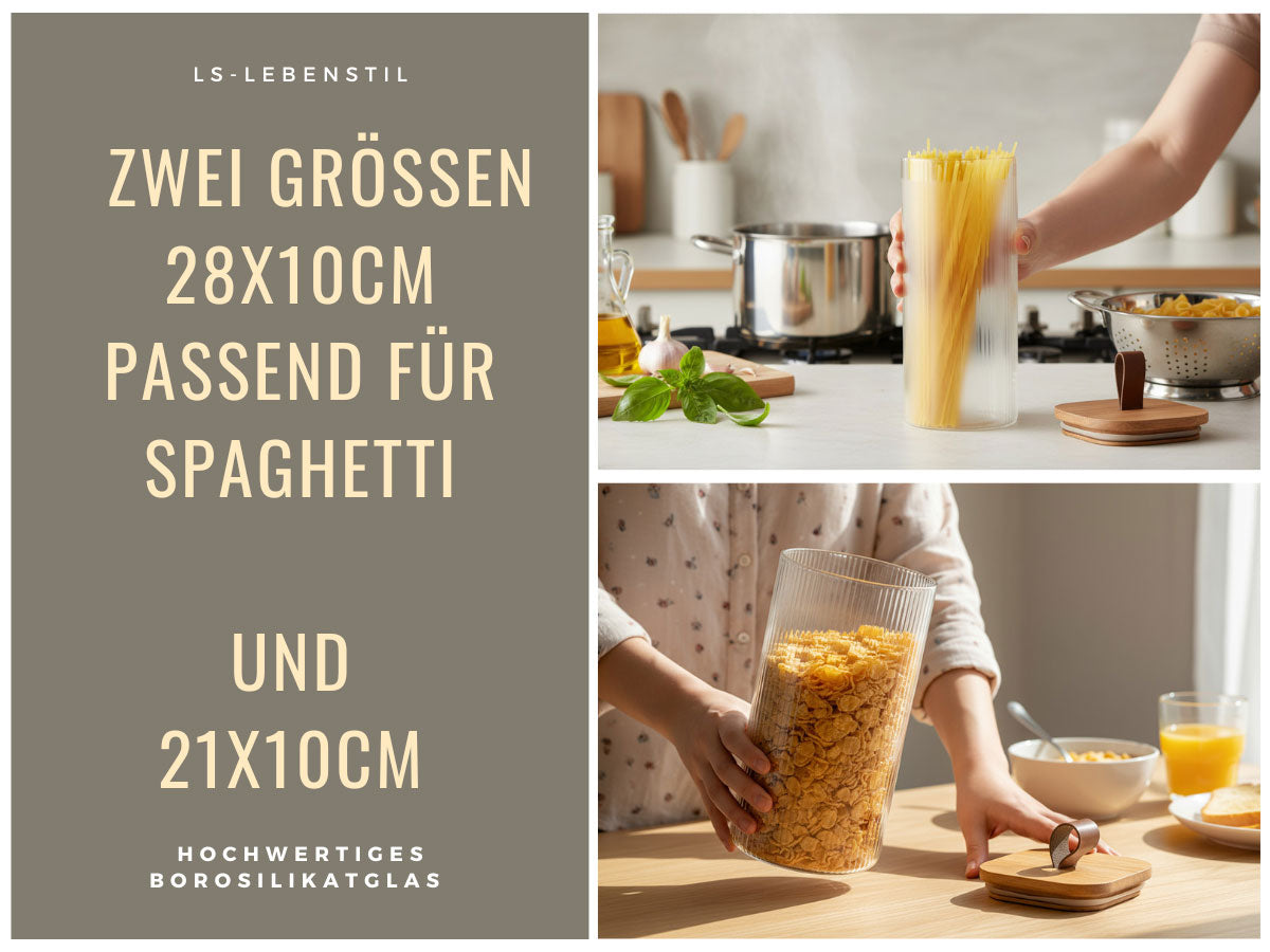 LS-LebenStil Küche & Haushalt Vorratsdosen Glas 2er Set luftdicht