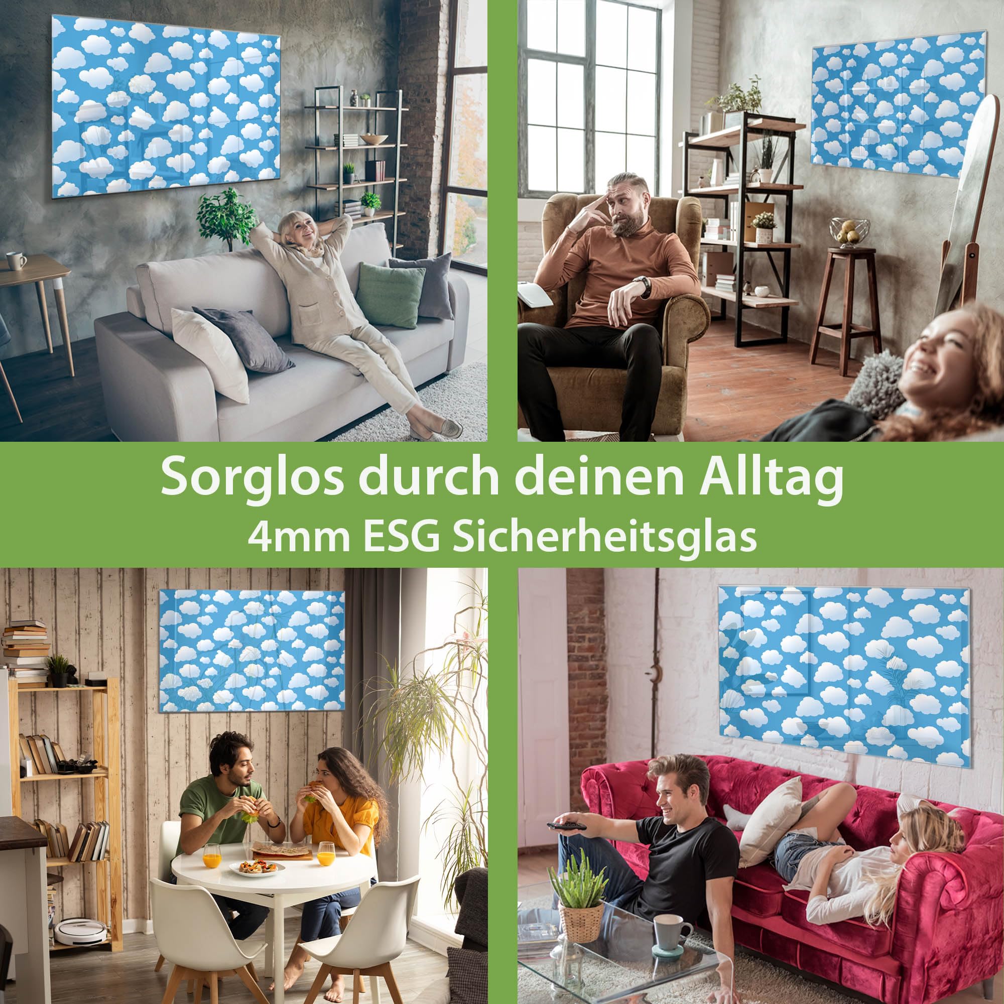 Banjado Magnettafel Waldmotiv 120x80cm Glas beschreibbar