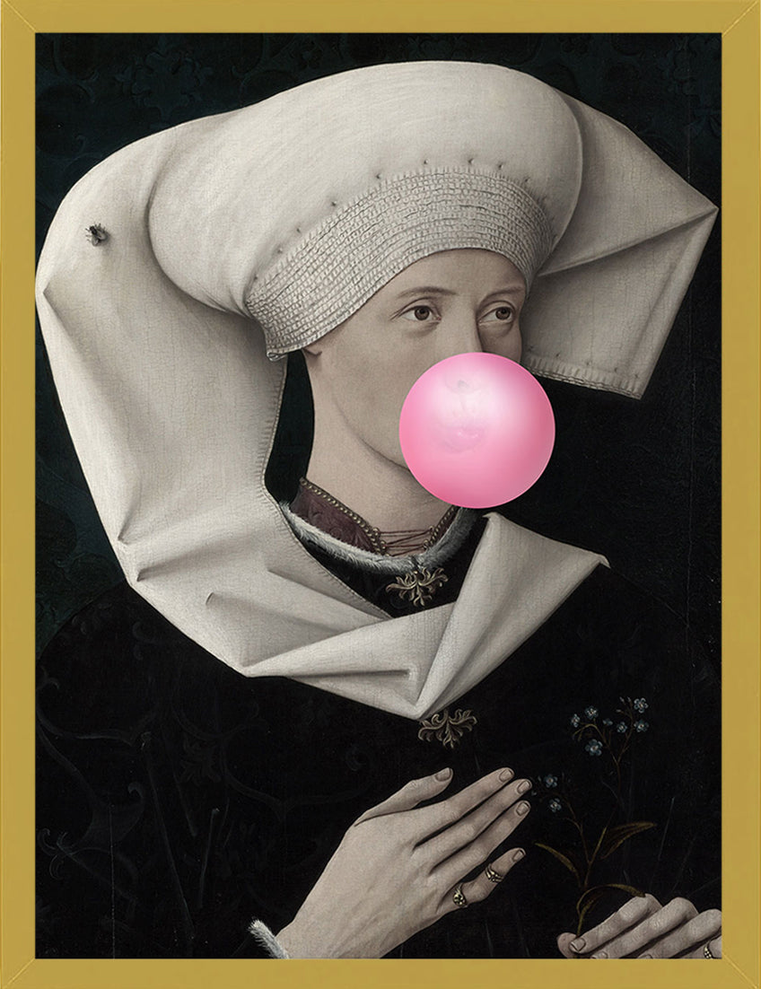 Mineheart Wall Art Bubblegum Portrait 2 Wandbild Rosa 30x41 cm