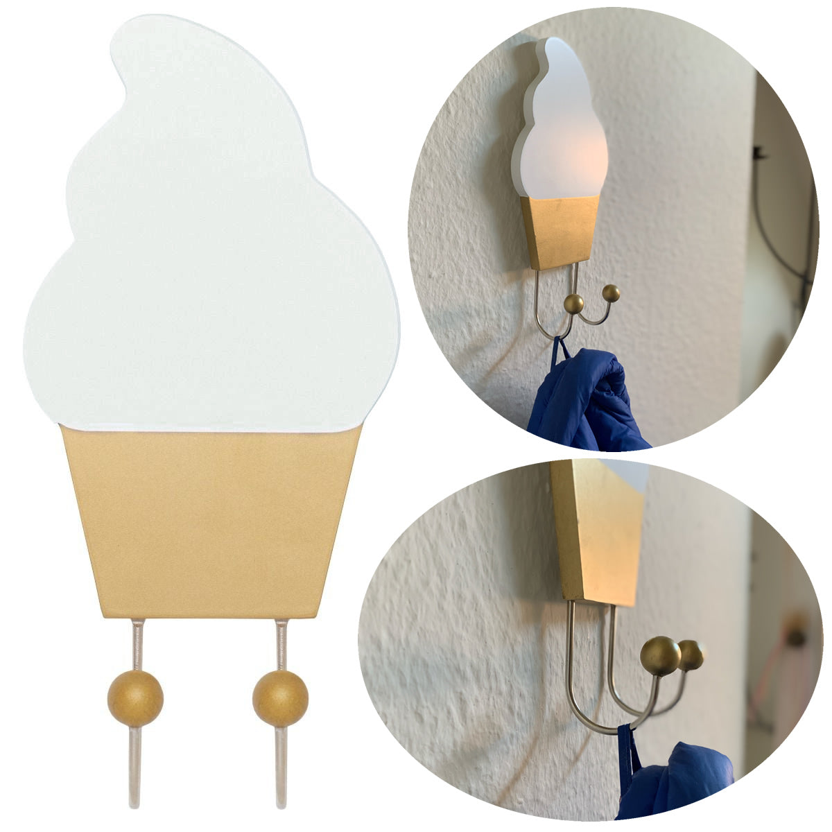 JaBaDaBaDo R16040 Kleiderhaken Eis Weiß-Gold 22cm