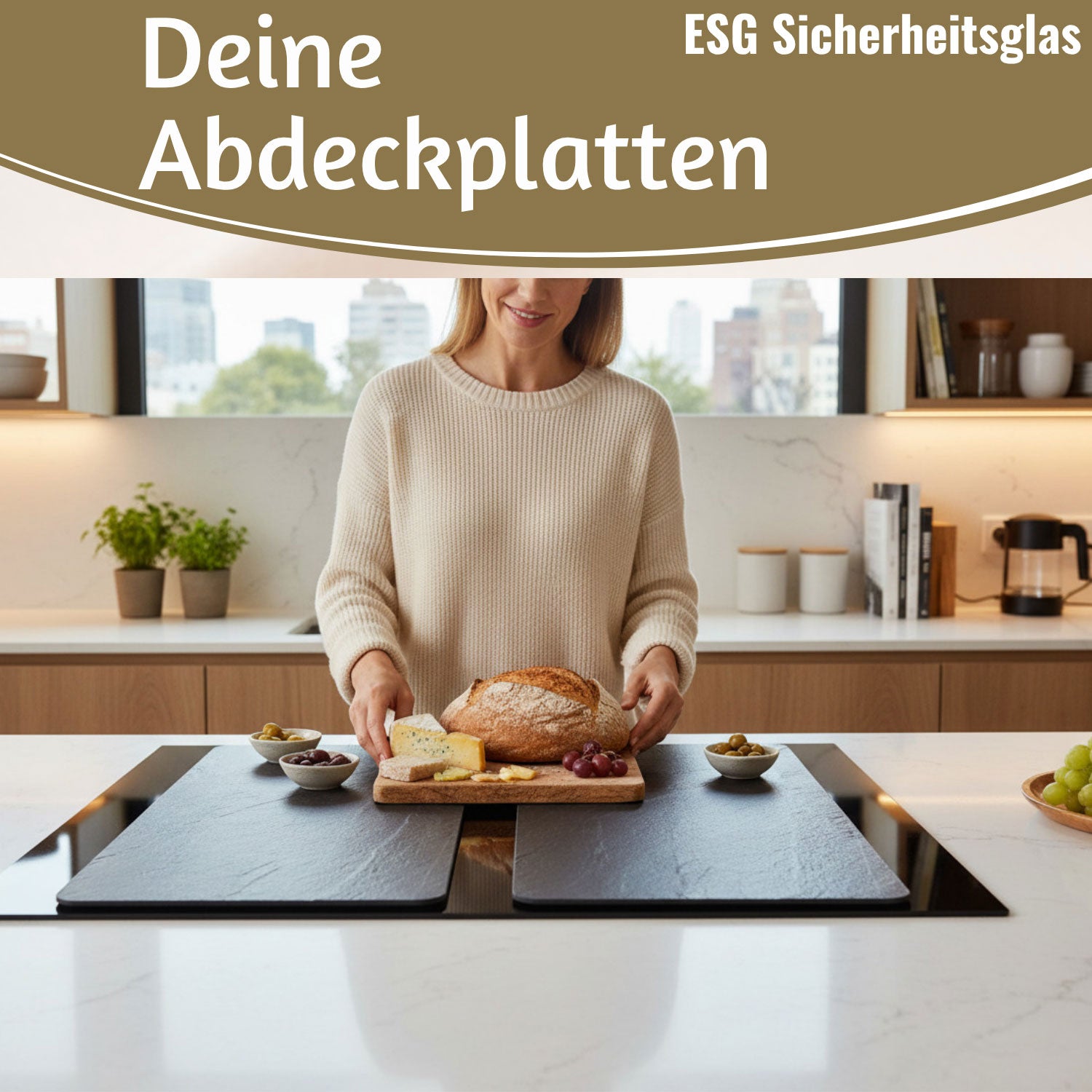 LS-LebenStil Küche & Haushalt Herdabdeckung Glas 52x30cm 2er Set