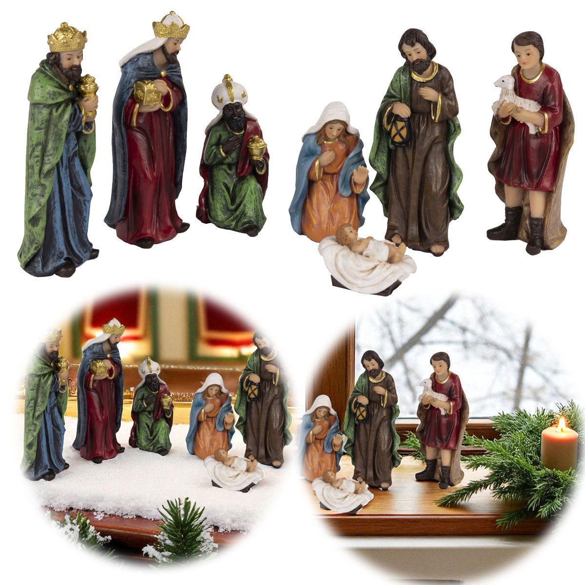 LS-LebenStil Krippenset 7 Figuren 12cm Krippenfiguren handbemalt