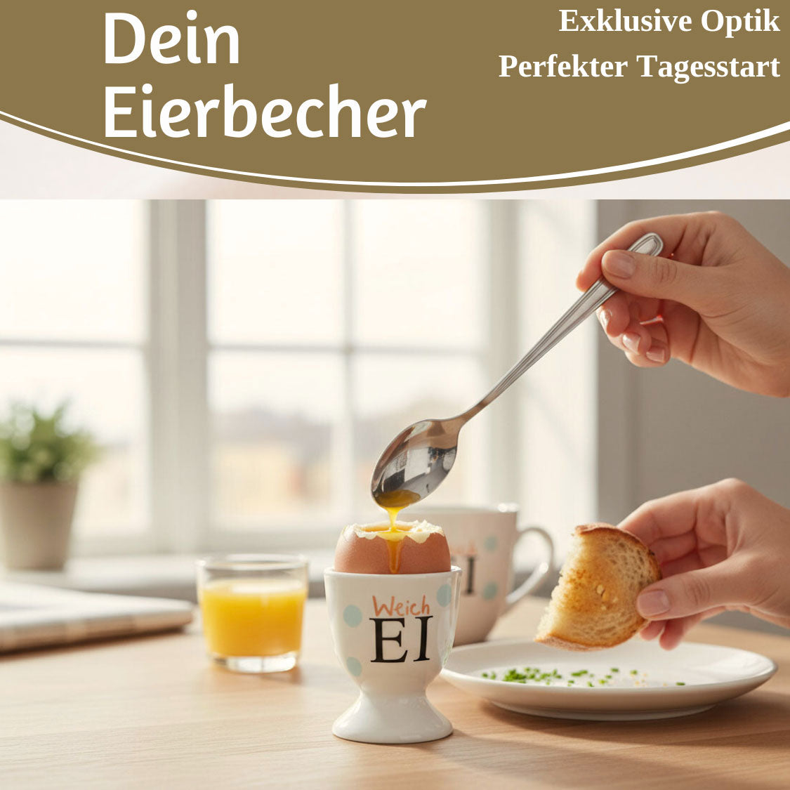 LS-LebenStil Küche & Haushalt Eierbecher Echt-Gold Weich-Ei Porzellan