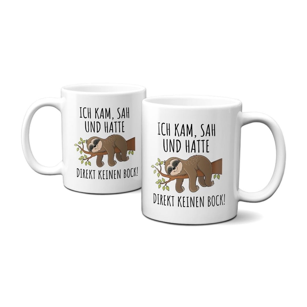 Hustling Sharks Kein Bock Faultier Tasse 330ml weiß