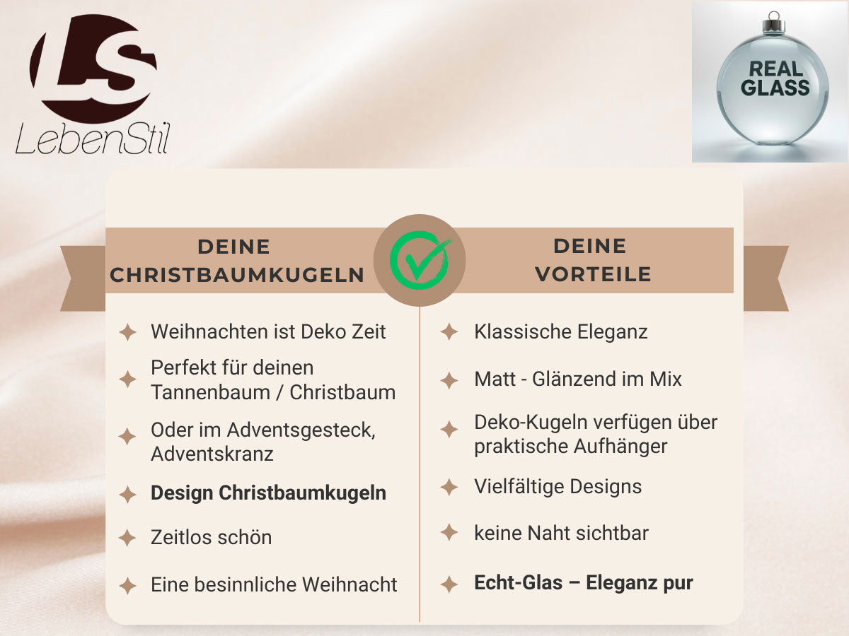 LS-LebenStil Weihnachtskugeln Glas Braun Espresso 6cm 18-20er
