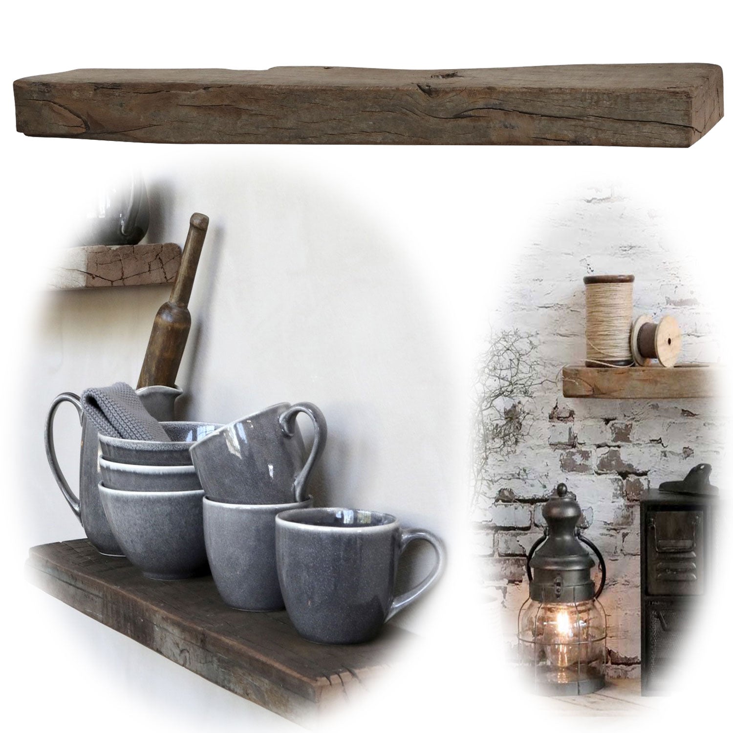 LS-LebenStil Grimaud Wandregal Holz braun 61x14cm