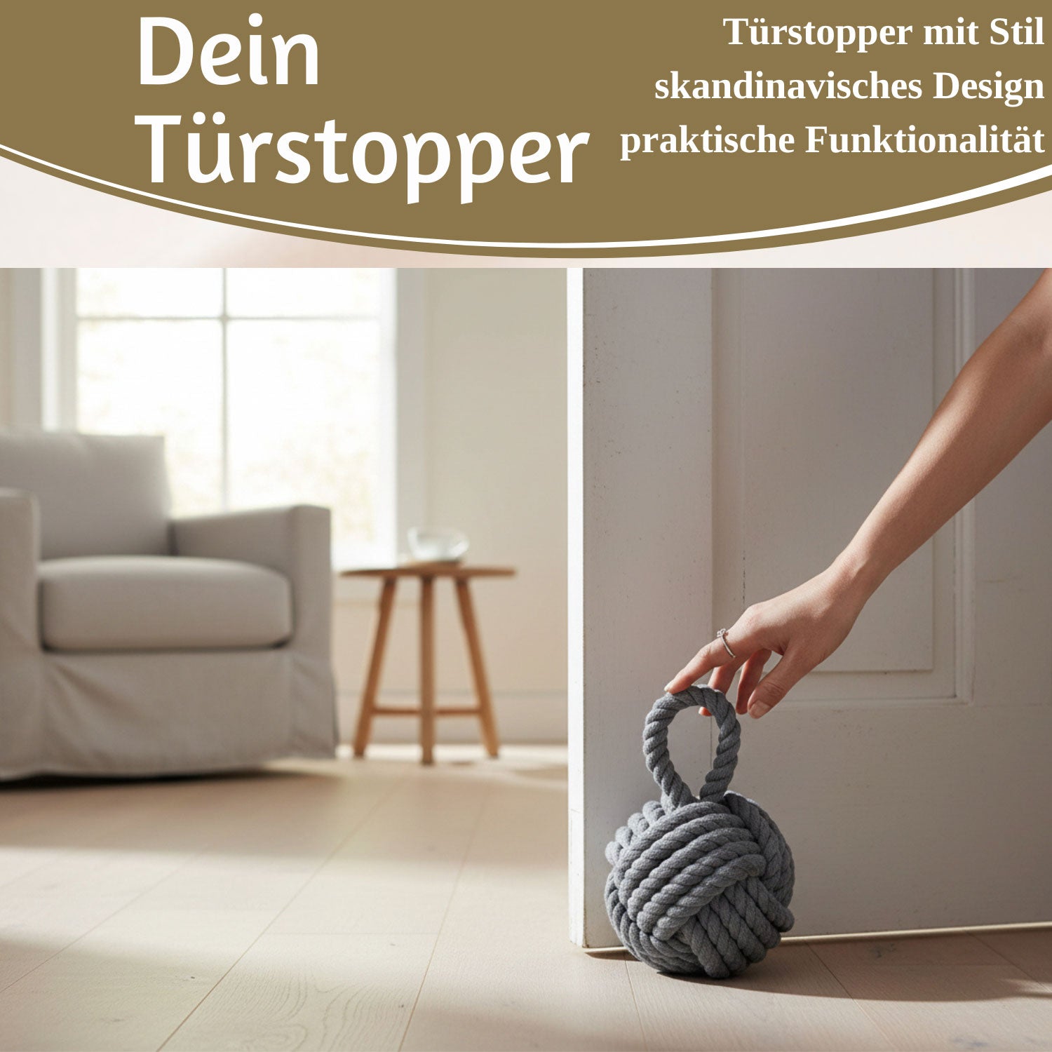 LS-LebenStil Möbel & Wohnen Türstopper Malmö Grau 23cm 1,3kg