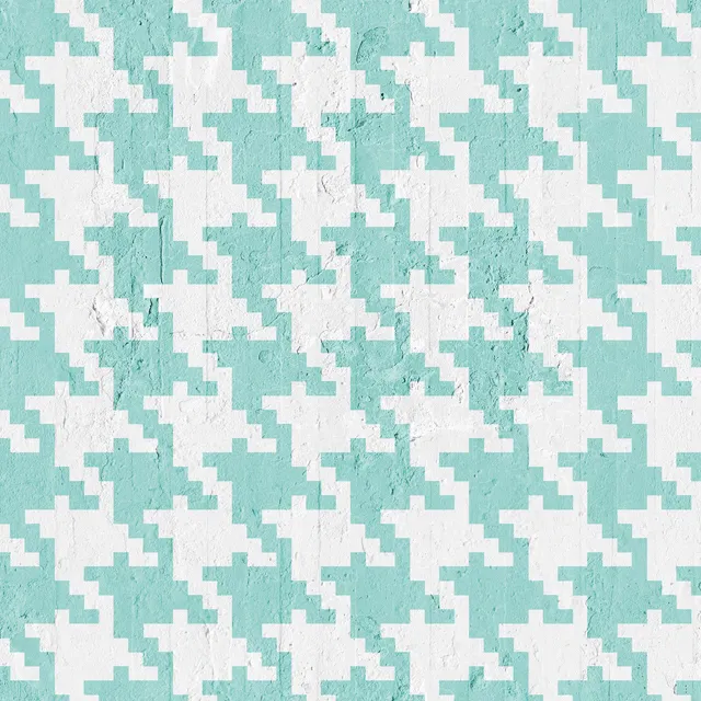 Mineheart Wallpaper Aquamarine Pied De Poule Tapete glatt aquamarin