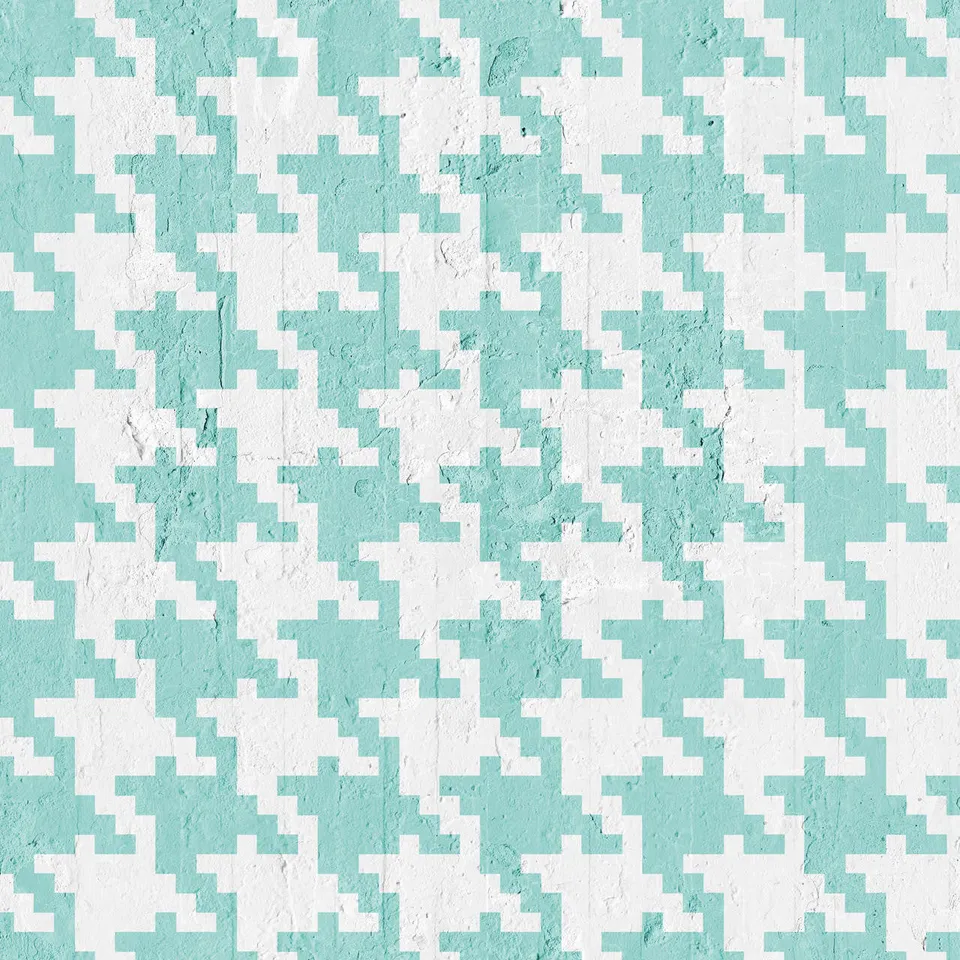 Mineheart Wallpaper Aquamarine Pied De Poule Tapete glatt aquamarin