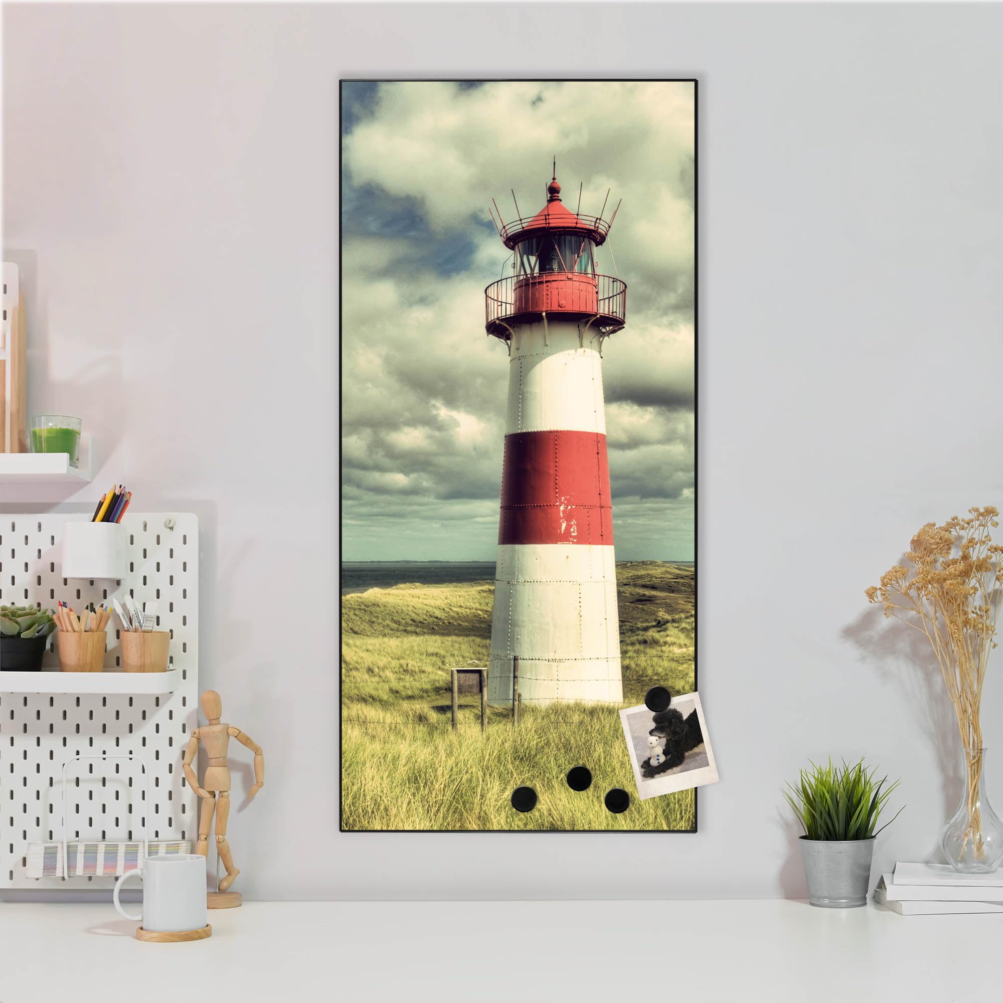 Banjado Magnettafel 37x78 cm Magnetwand Leuchtturm Sylt