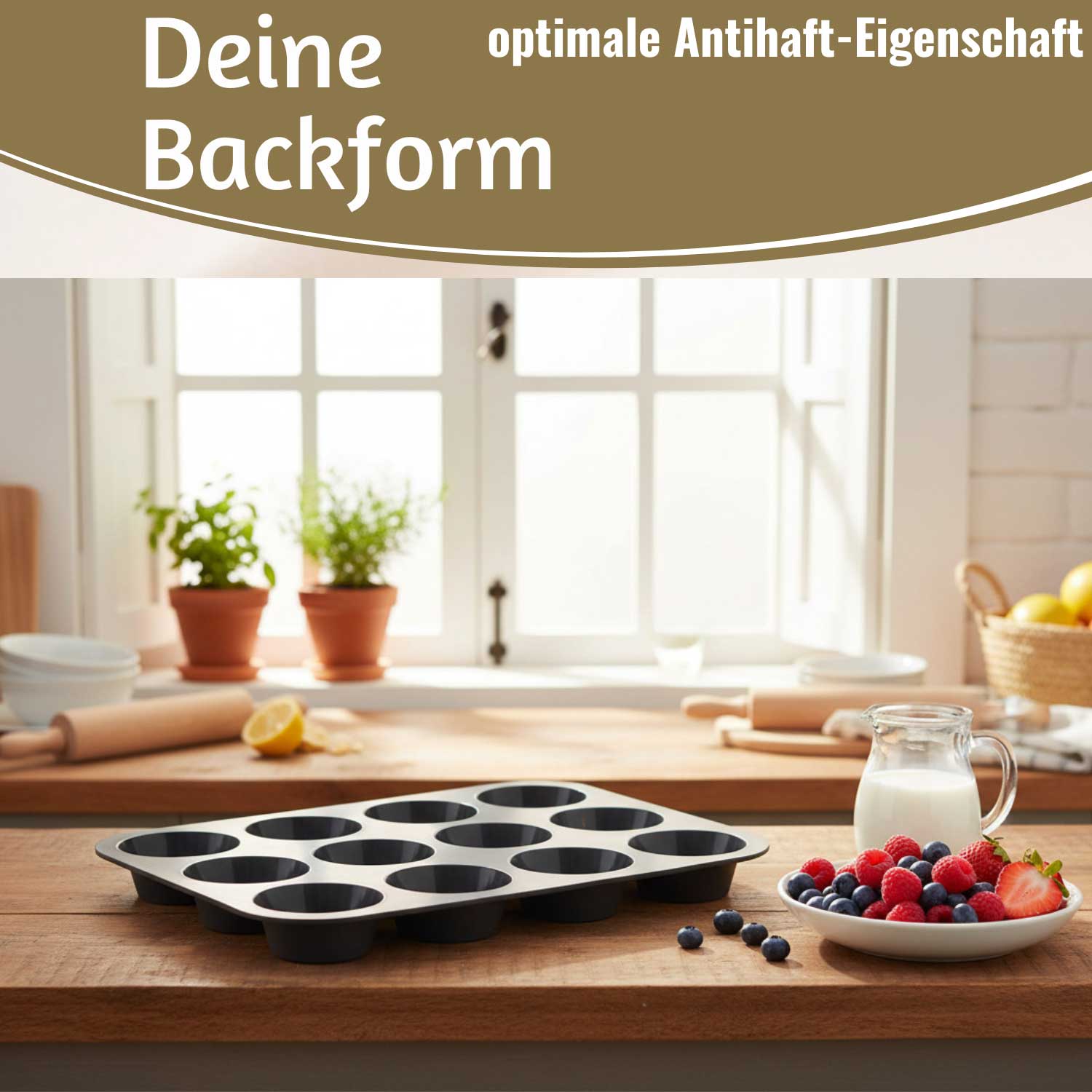 LS-LebenStil Muffinform Silikon 2er Set 12 Muffins 33x25cm
