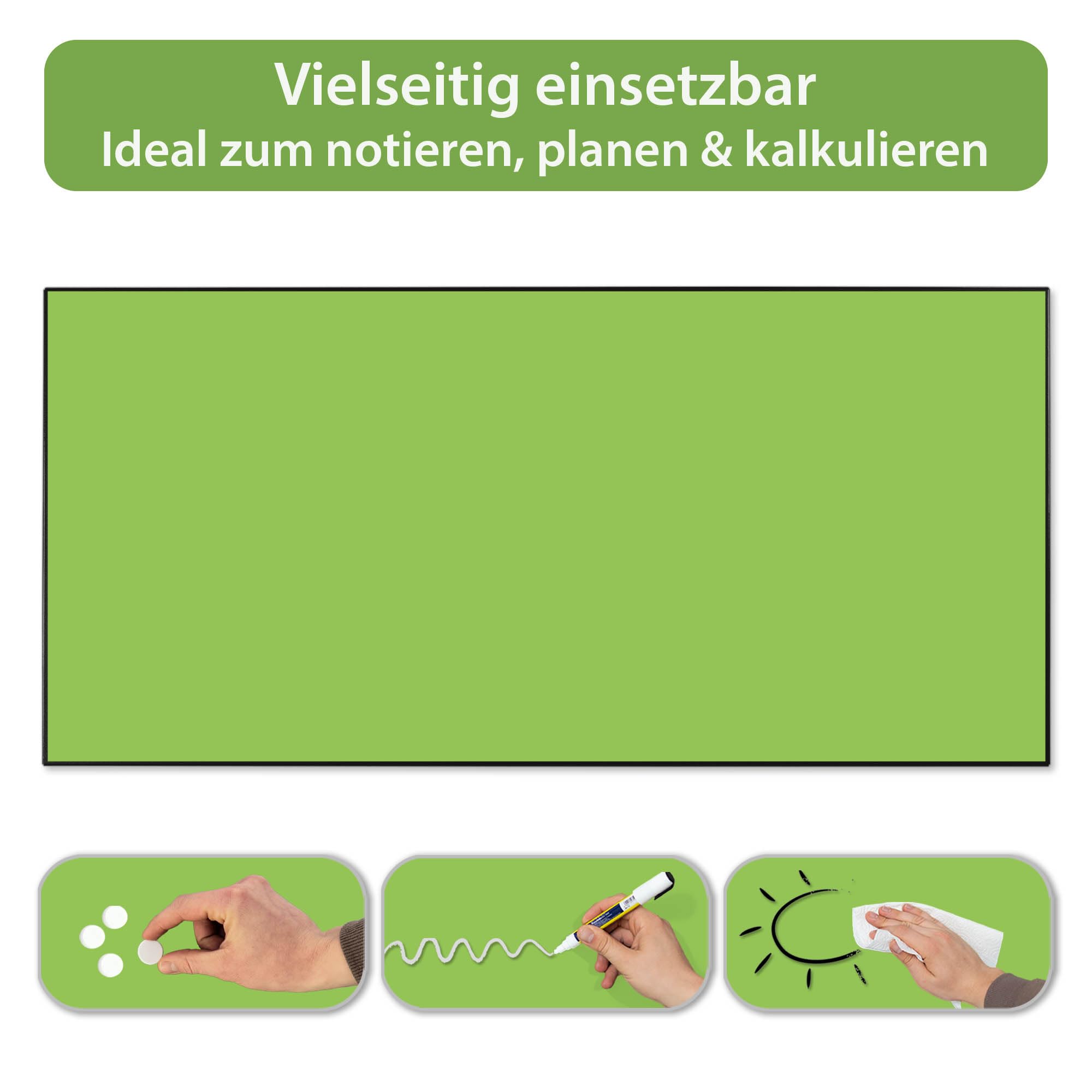 Banjado Magnettafel Limettengrün Schwarz 78x37cm beschreibbar