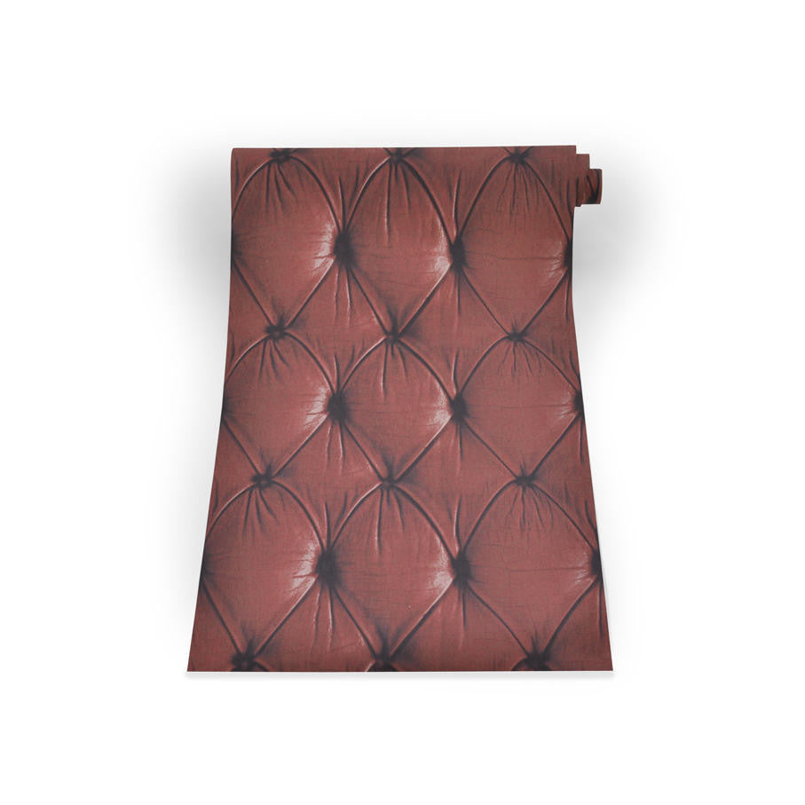 Mineheart Chesterfield Tapete Rot Leder-Optik Vinyl
