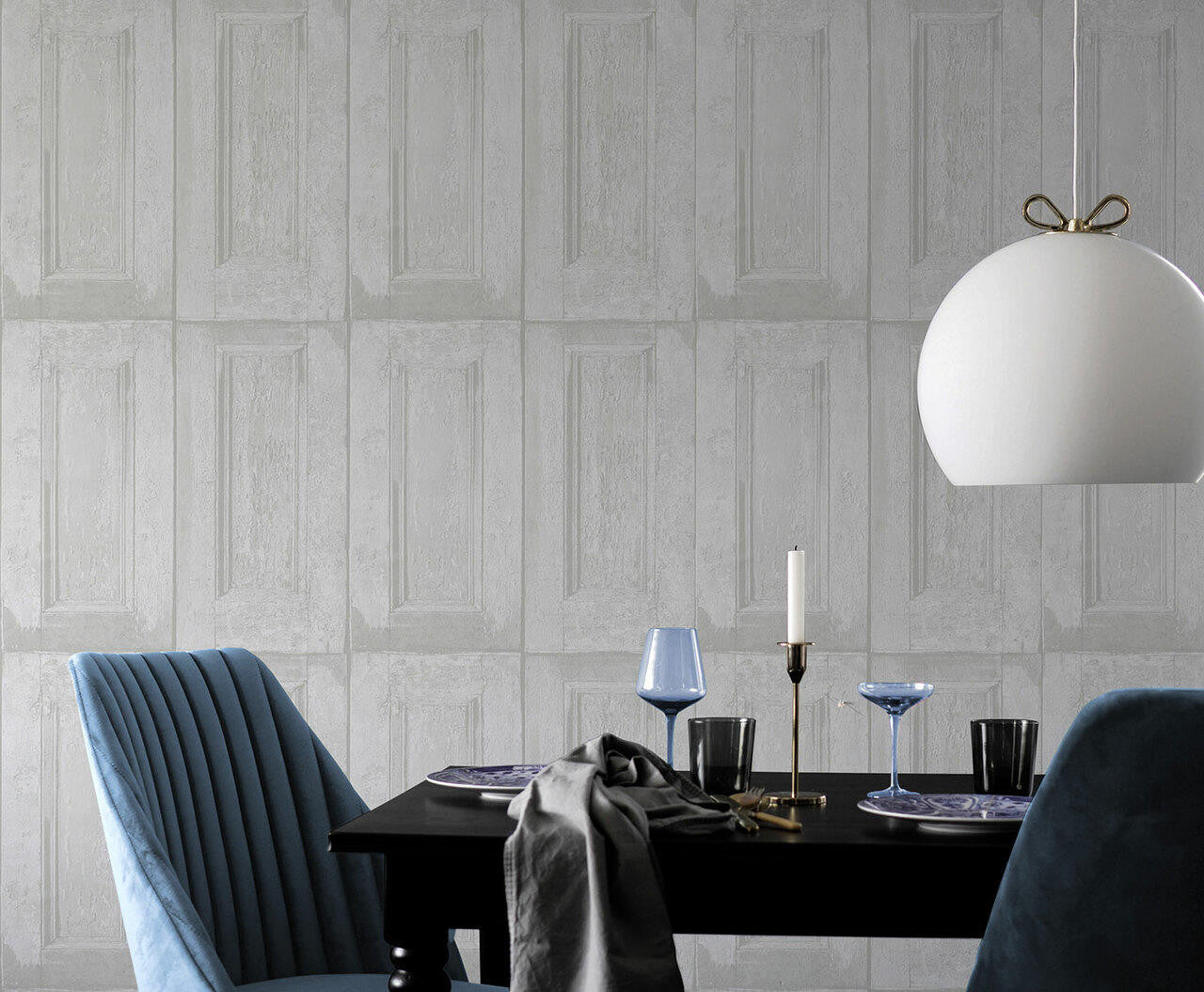 Mineheart Wallpaper Whitewash Panelling Tapete Weiß Holzoptik