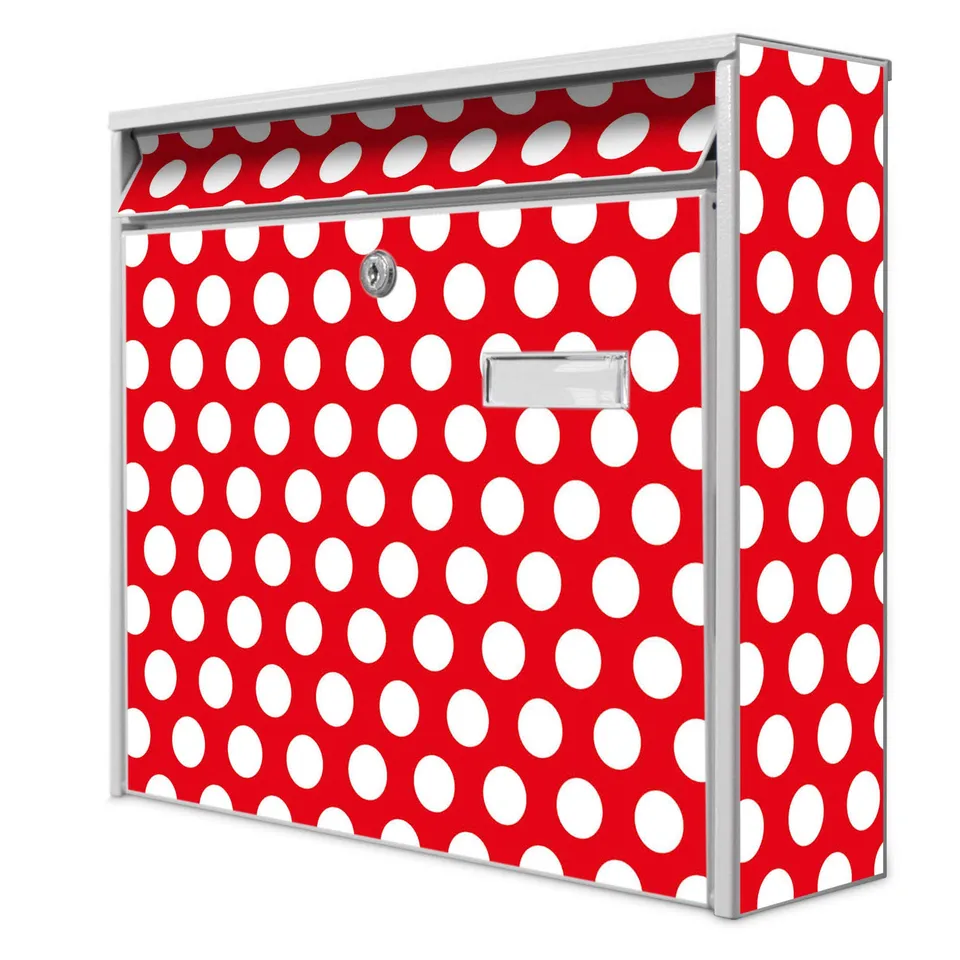 Banjado Briefkasten 32x36cm Weiß Motiv Punkte A4 Einwurf