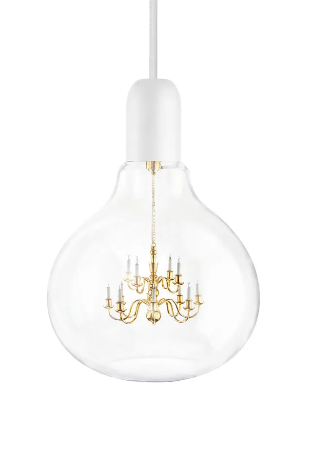 Mineheart King Edison Pendelleuchte Weiß Glas 15x21cm