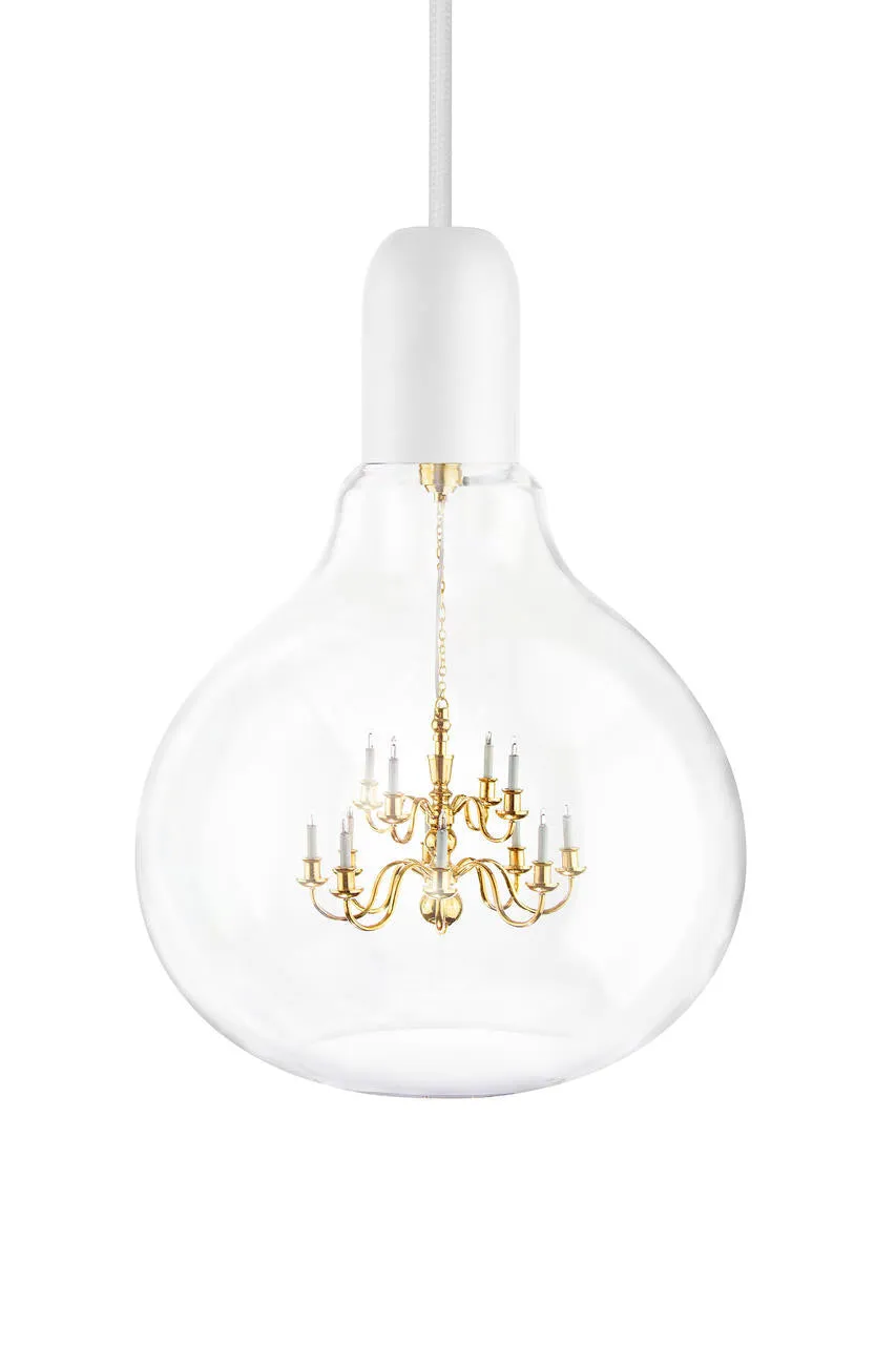Mineheart King Edison Pendelleuchte Weiß Glas 15x21cm