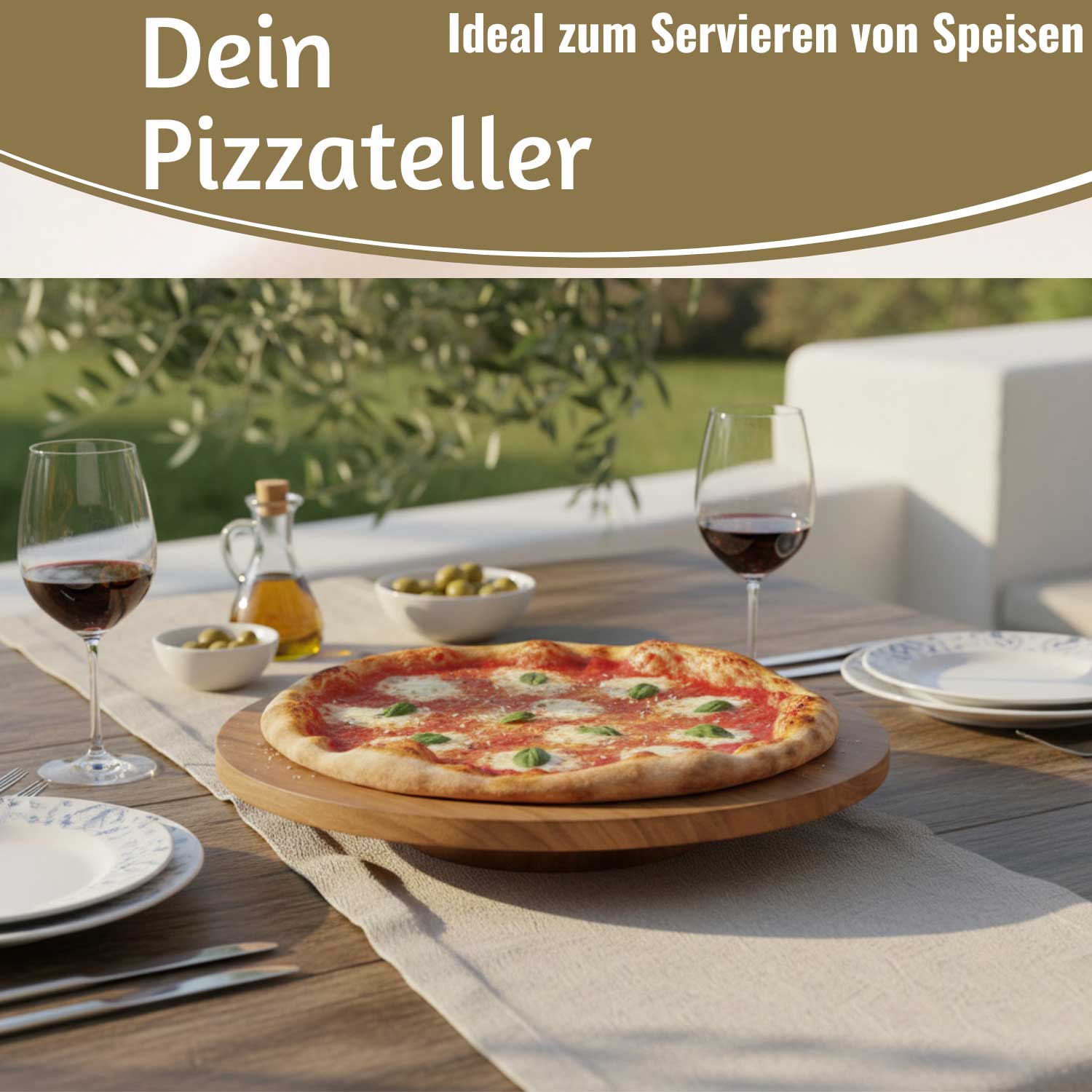 LS-LebenStil Küche & Haushalt Servierplatte Akazie drehbar 37cm