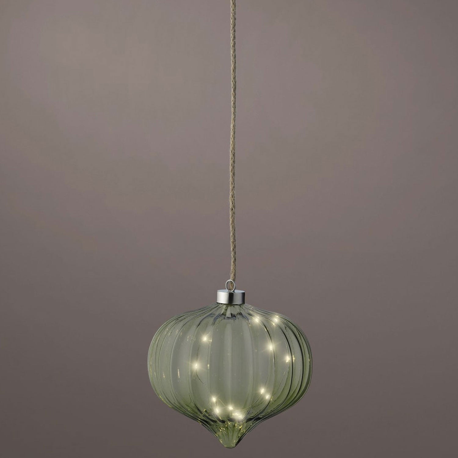 LS-LebenStil Kampen Lichtkugel 20cm Grün Glas 15 LED Timer
