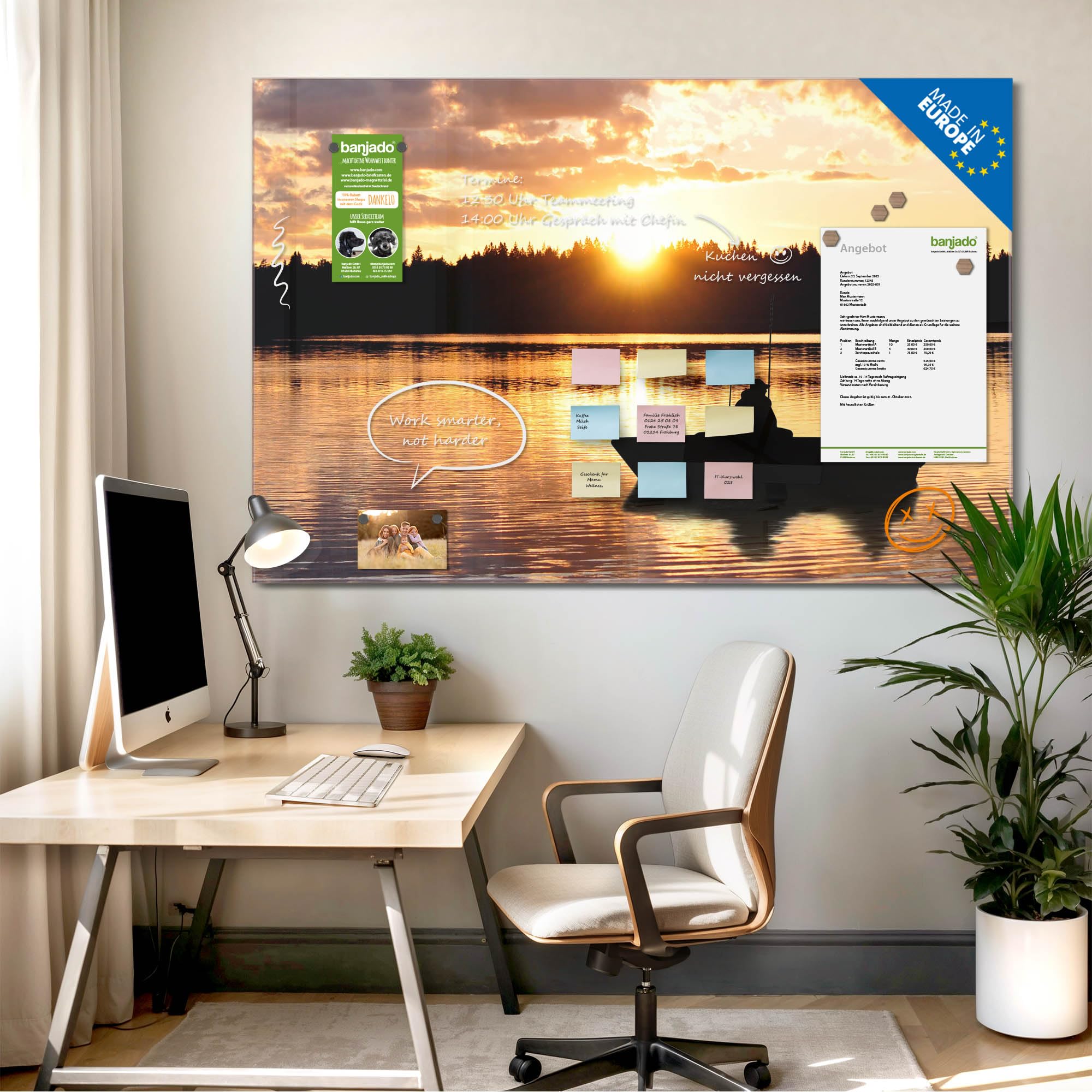 Banjado Magnettafel Angler Magnetboard Glas 120x80 cm Wald